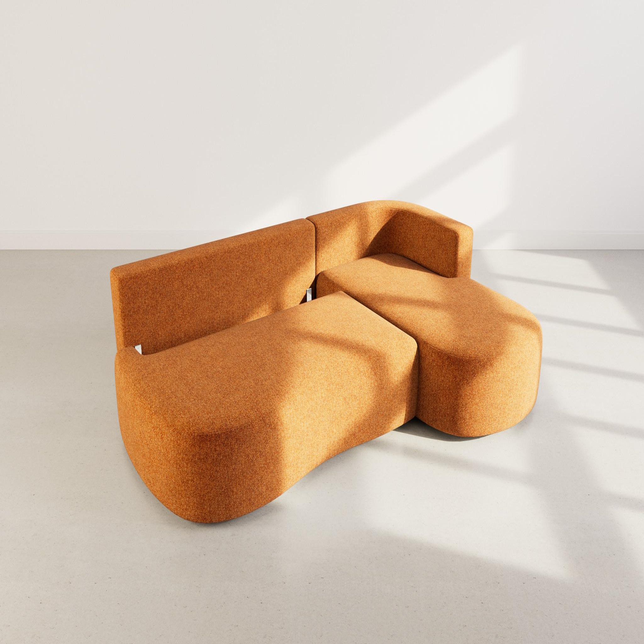 Voir la diapositive 3 : LISA DESIGN Mahina - canapé d'angle droit 4 places convertible avec coffre en tissu texturé