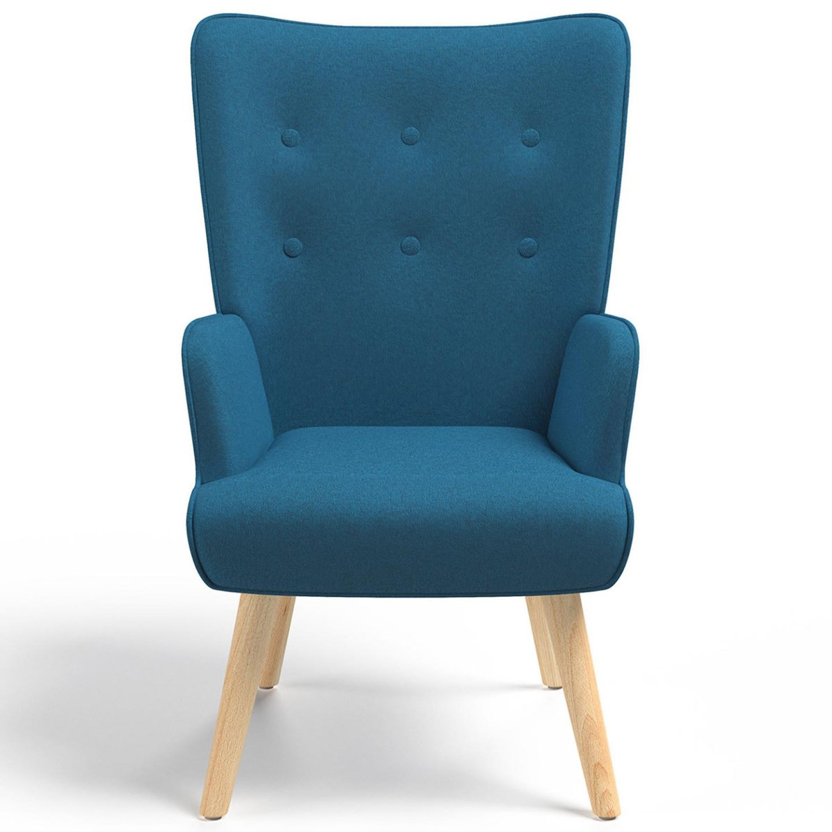 ID MARKET Fauteuil scandinave IVAR en tissu bleu canard
