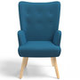 Voir la diapositive 3 : ID MARKET Fauteuil scandinave IVAR en tissu bleu canard
