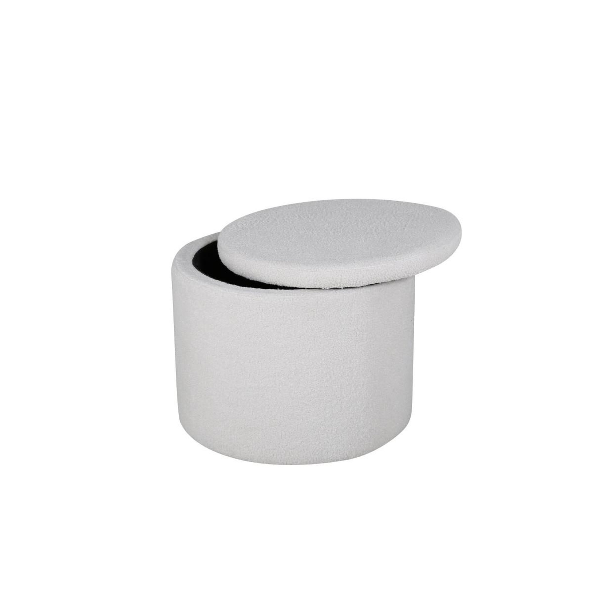 Voir la diapositive 2 : Paris Prix Pouf coffre tissu bouclette  dunken  51cm blanc
