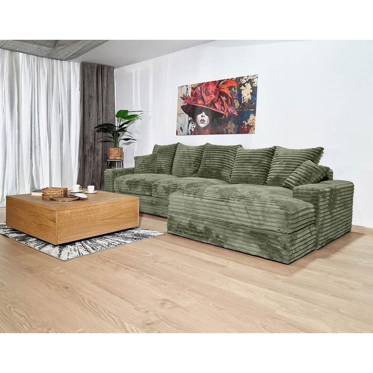 LISA DESIGN Andy - canapé d'angle droit 5 places en fausse fourrure côtelée