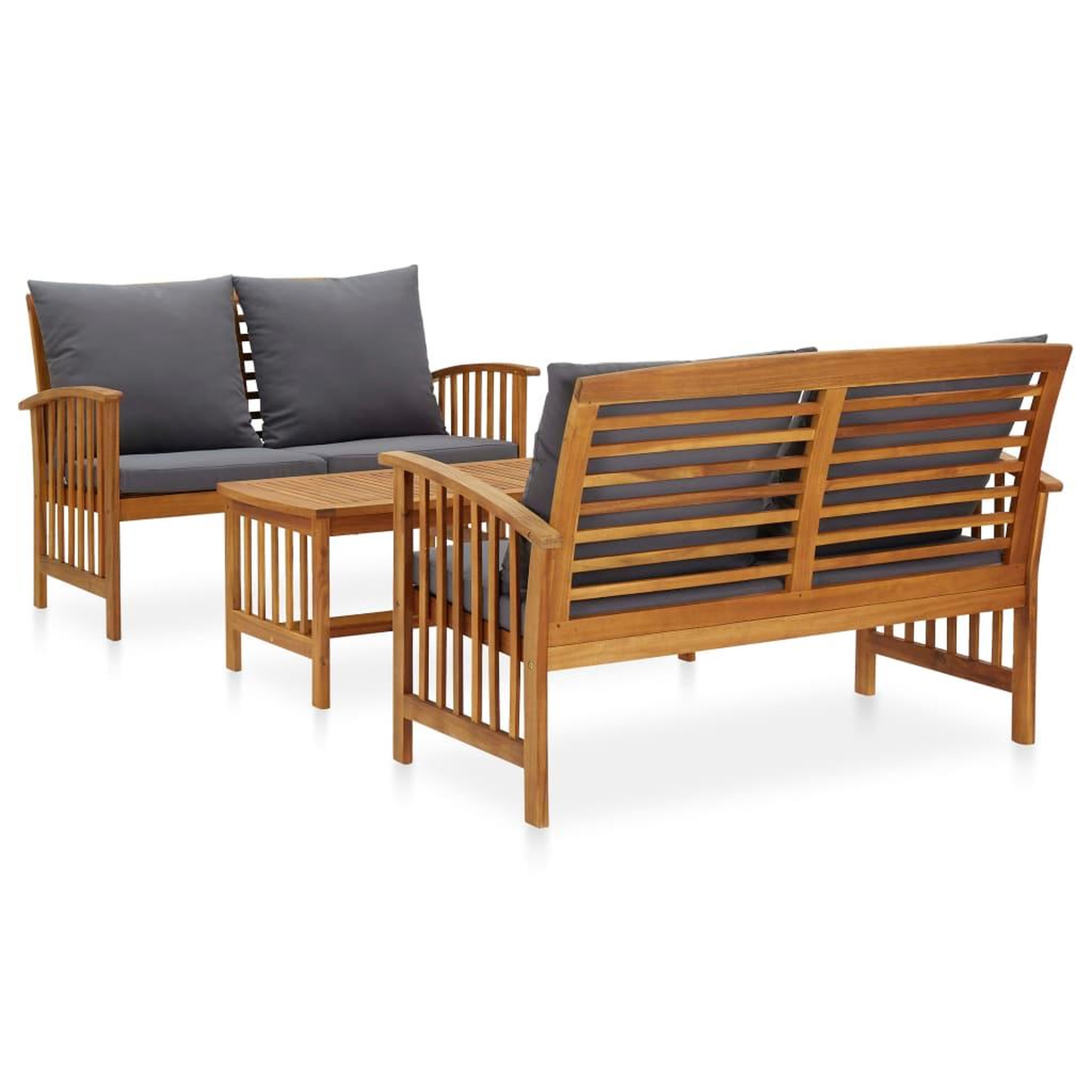Voir la diapositive 1 : VIDAXL Salon de jardin 3 pcs avec coussins Bois d'acacia massif