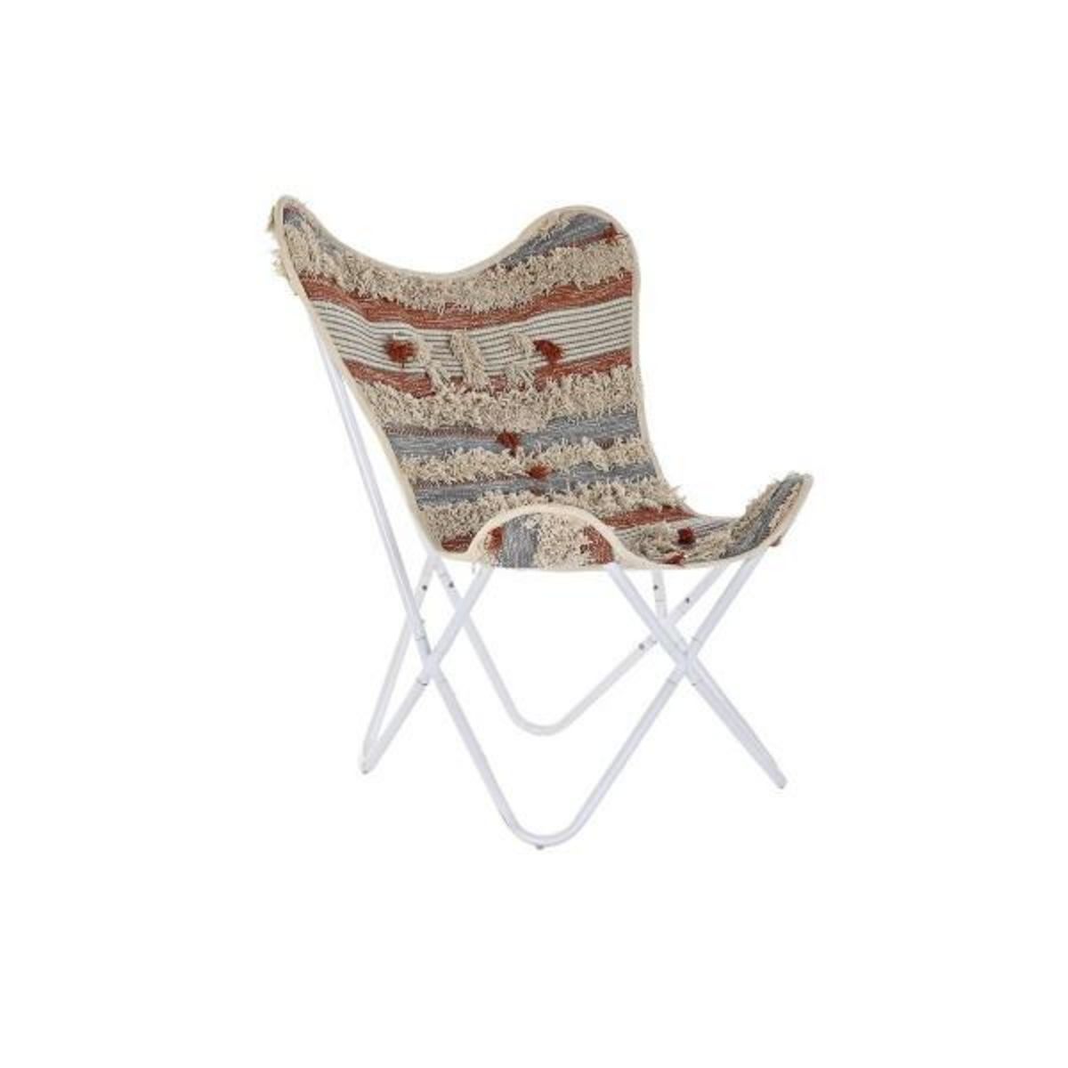 MARKET24 Chaise de jardin DKD Home Decor Blanc Orange Fer 74 x 65 x 90 cm