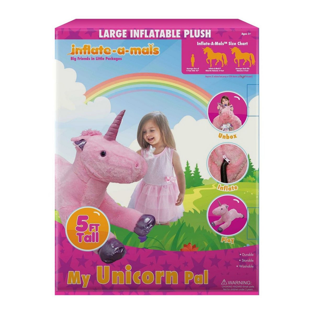 Ferry Jacques & Cie Peluche gonflable 150 cm licorne 