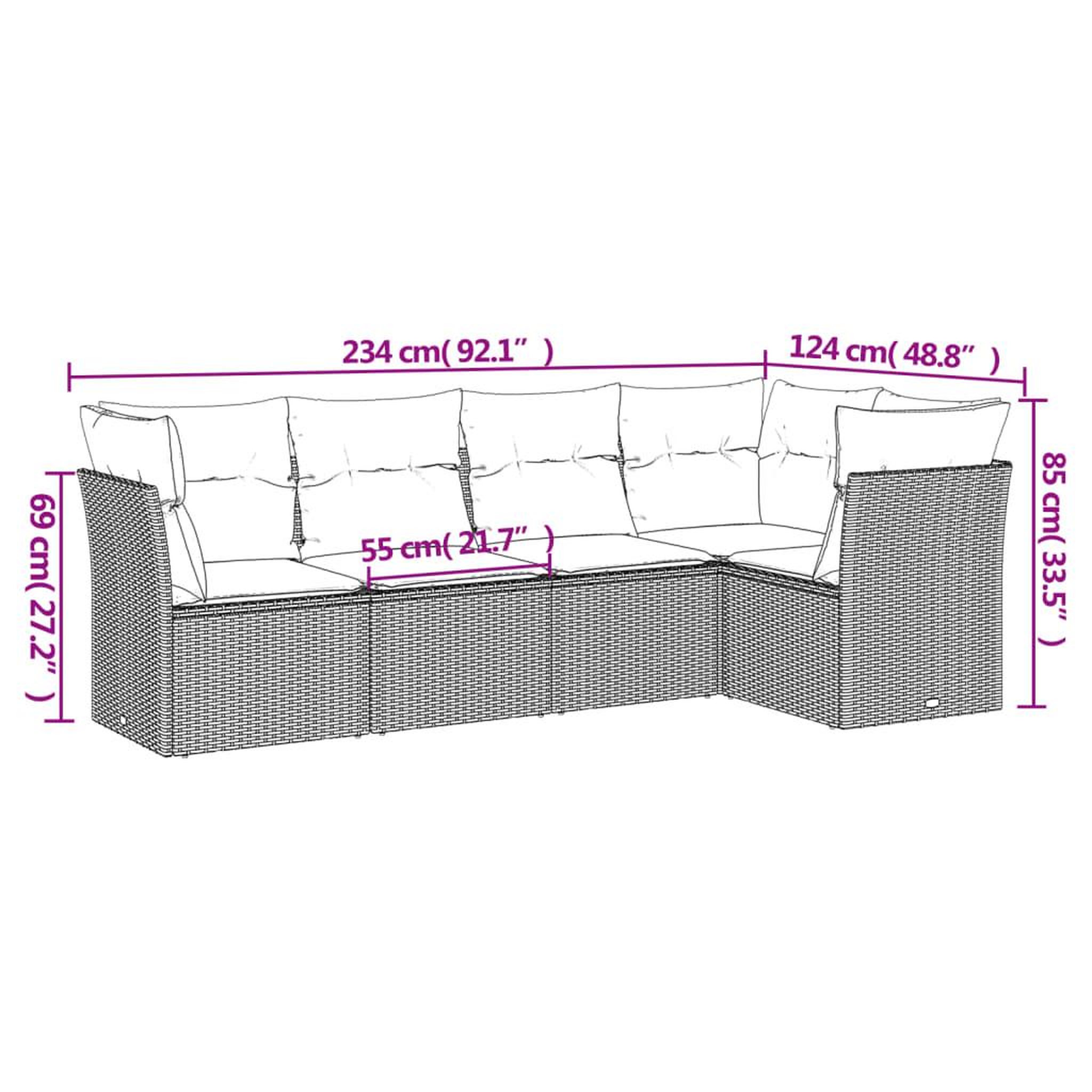 Voir la diapositive 3 : VIDAXL Salon de jardin avec coussins 5 pcs marron resine tressee