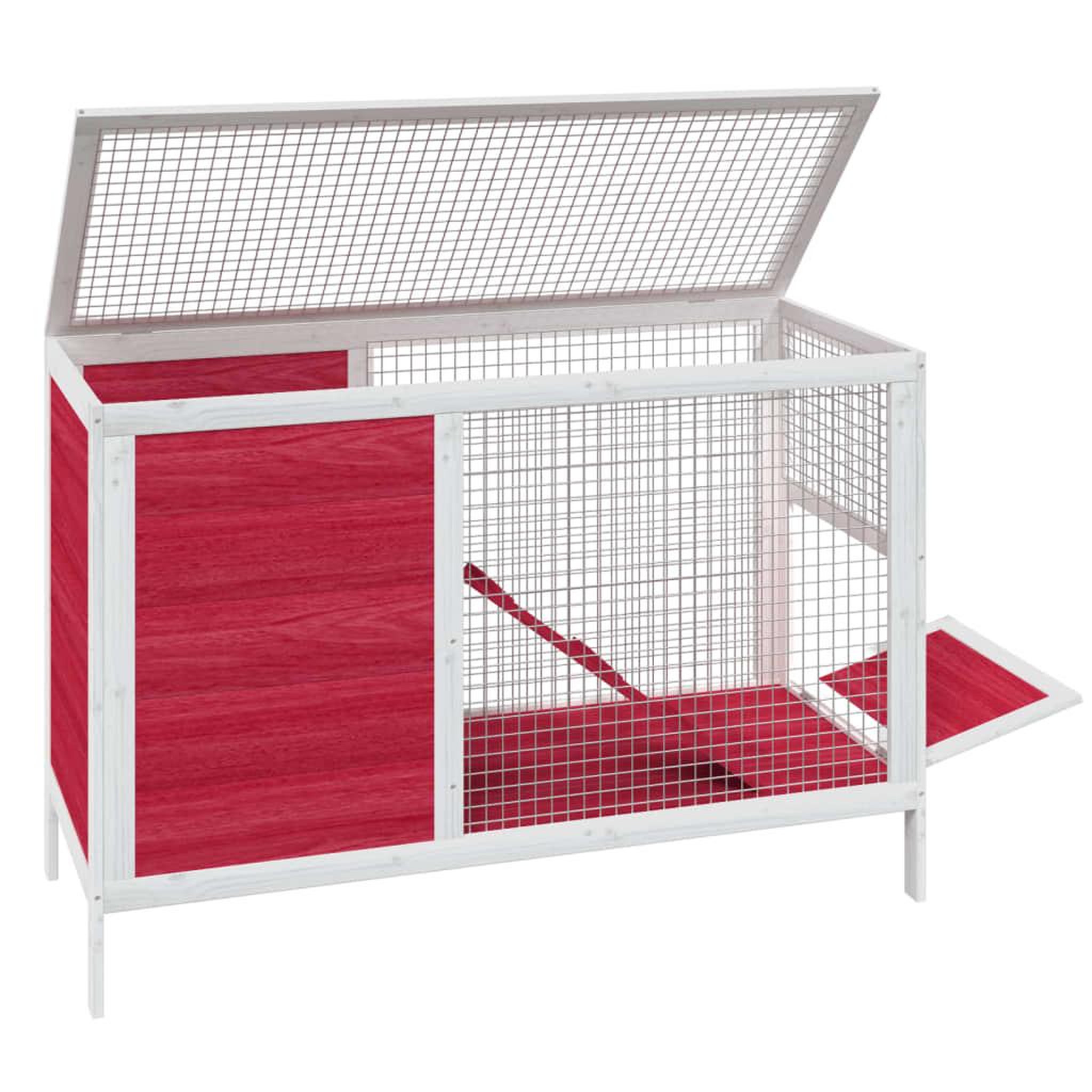 Voir la diapositive 4 : VIDAXL Clapier rouge 103x44x69,5 cm bois de pin massif