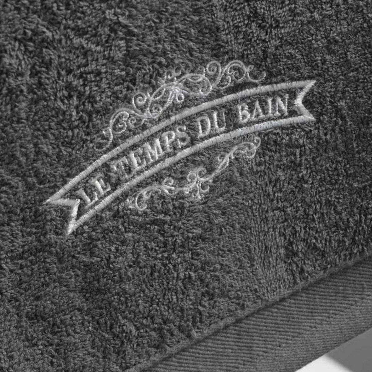 Paris Prix Lot de 2 Gants de Toilette  Vintage  15x21cm Anthracite