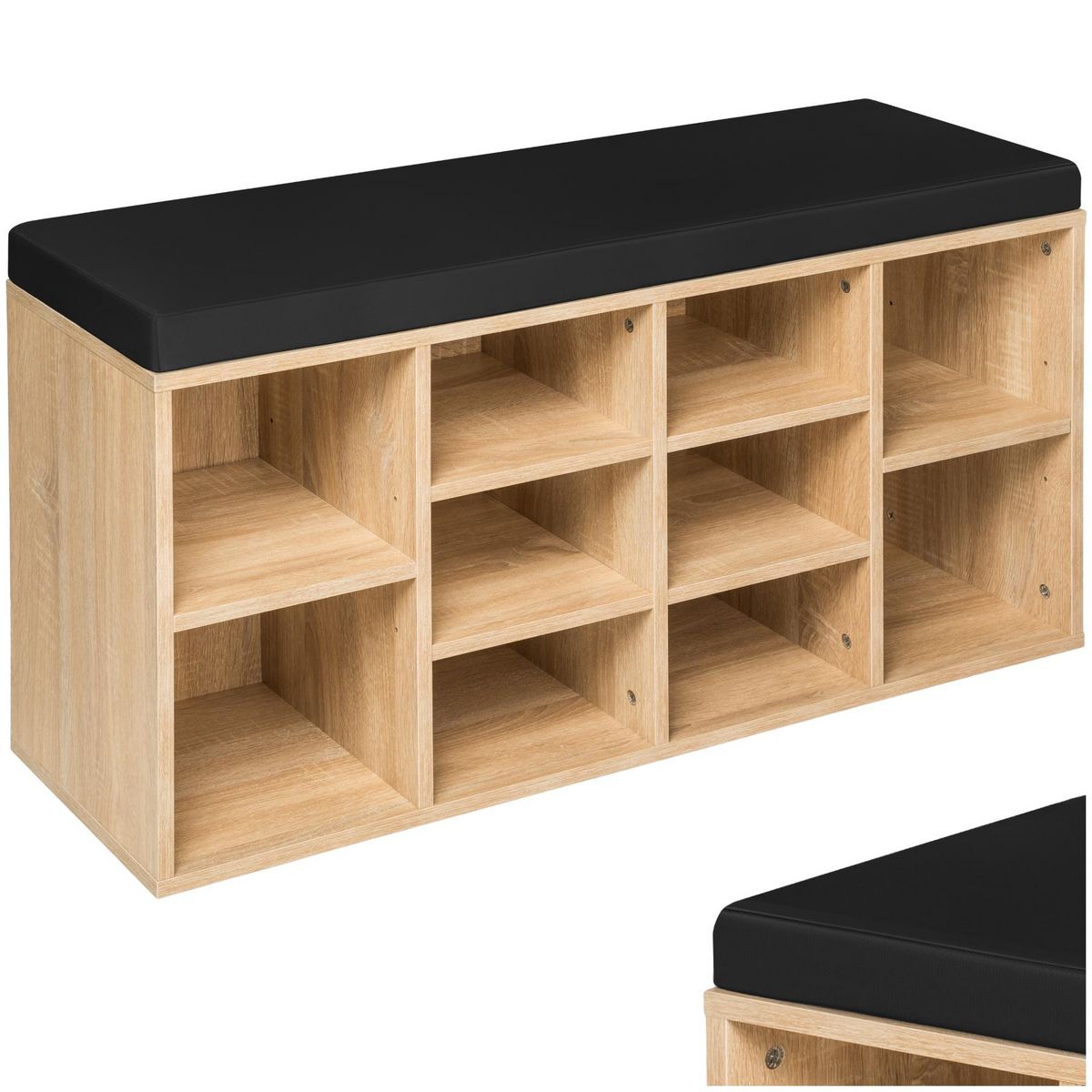 tectake Meuble à chaussures pour 10 paires de chaussures noir/marron chêne clair