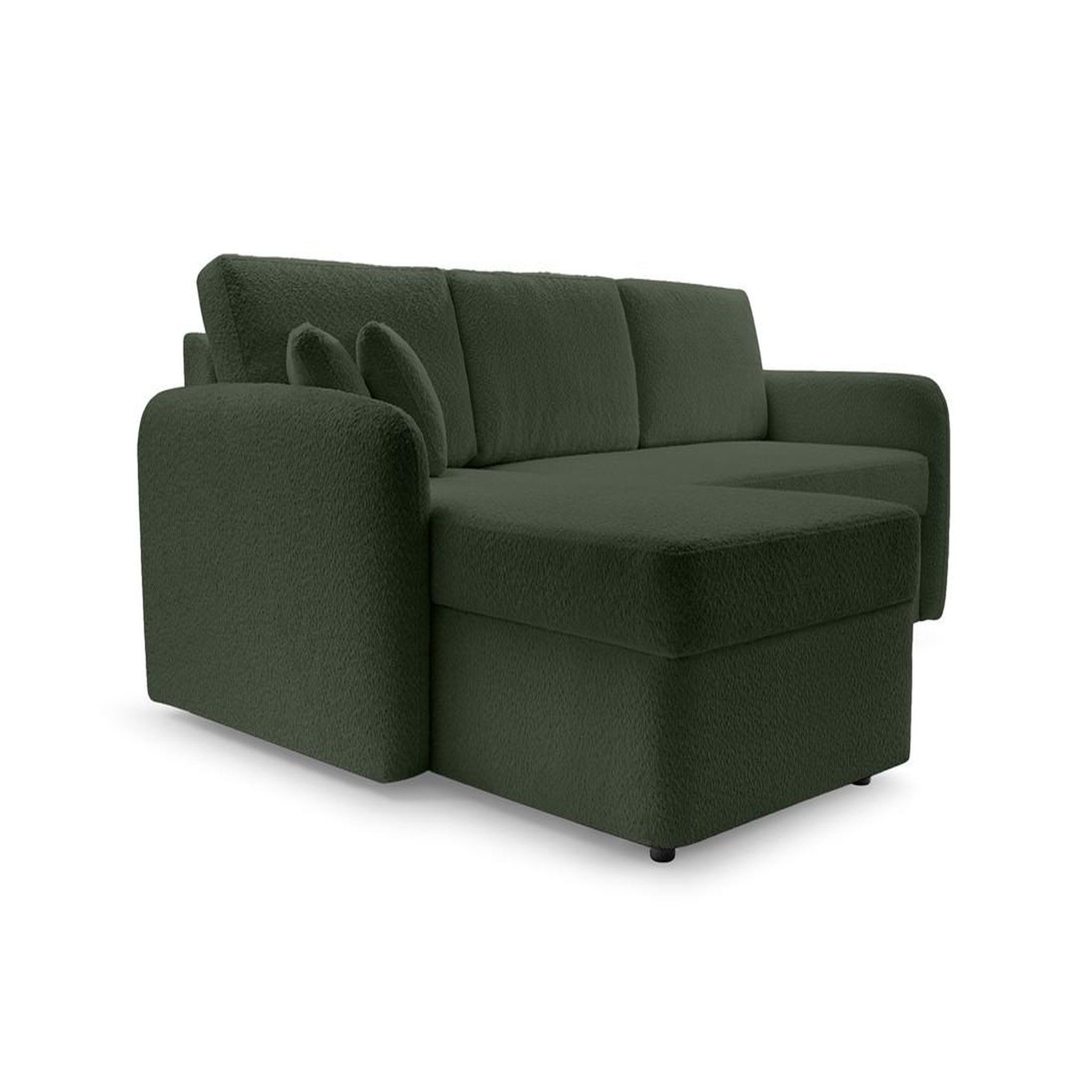 Voir la diapositive 5 : BEST MOBILIER Pocatello - canapé d'angle réversible 4 places - convertible avec coffre - en tissu bouclette