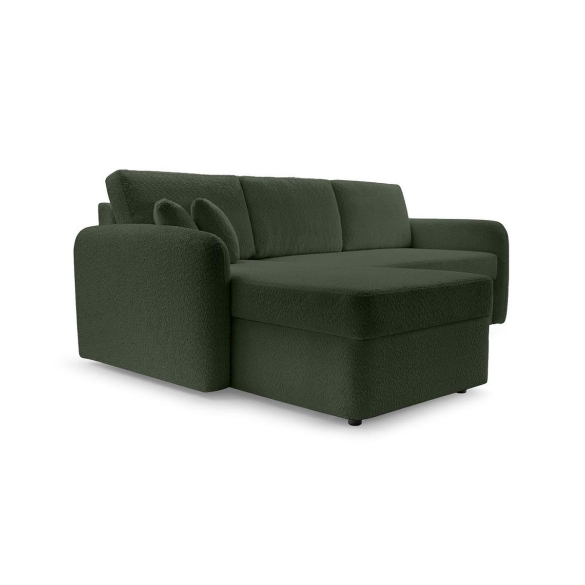 BEST MOBILIER Pocatello - canapé d'angle réversible 4 places - convertible avec coffre - en tissu bouclette