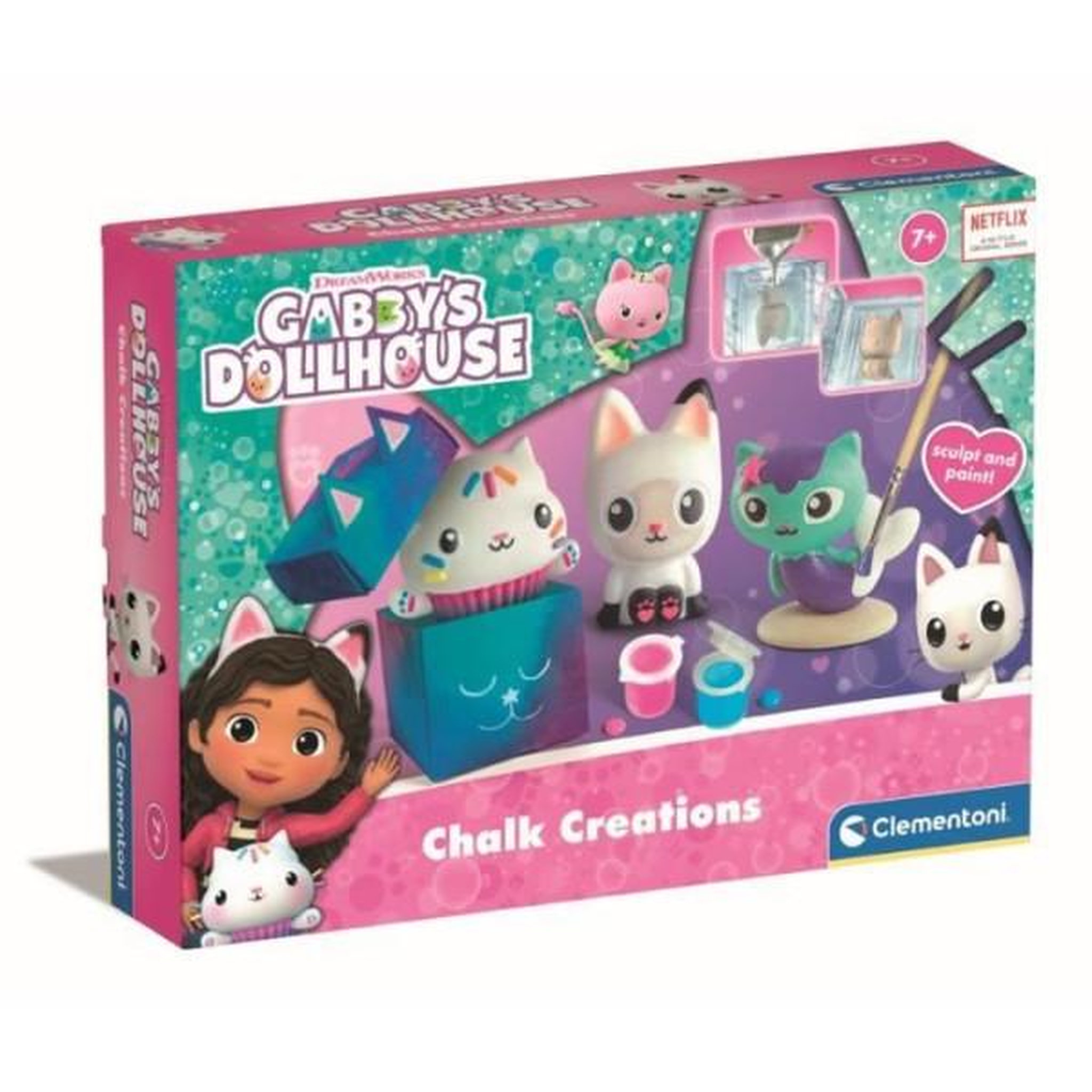 CLEMENTONI Clementoni - créations en plâtre gabby et la maison magique - coffret multi-activités (sculpture, peintures...) - des 7 ans