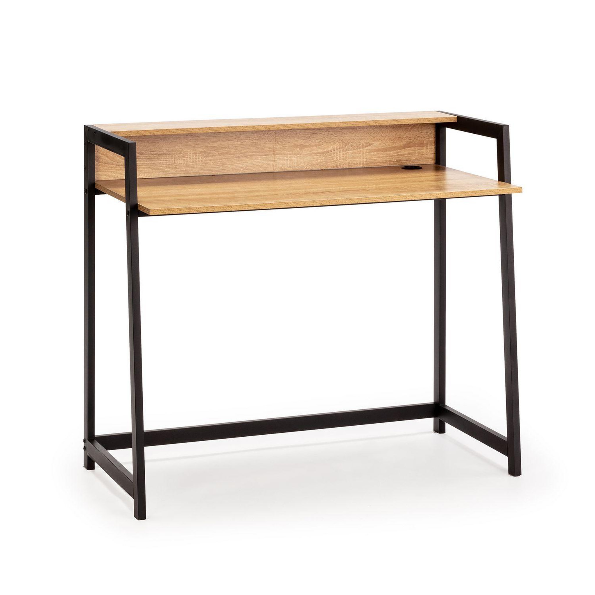 VS VENTA-STOCK Bureau Naia noir, 1 étagère, style industriel, 105 cm longueur