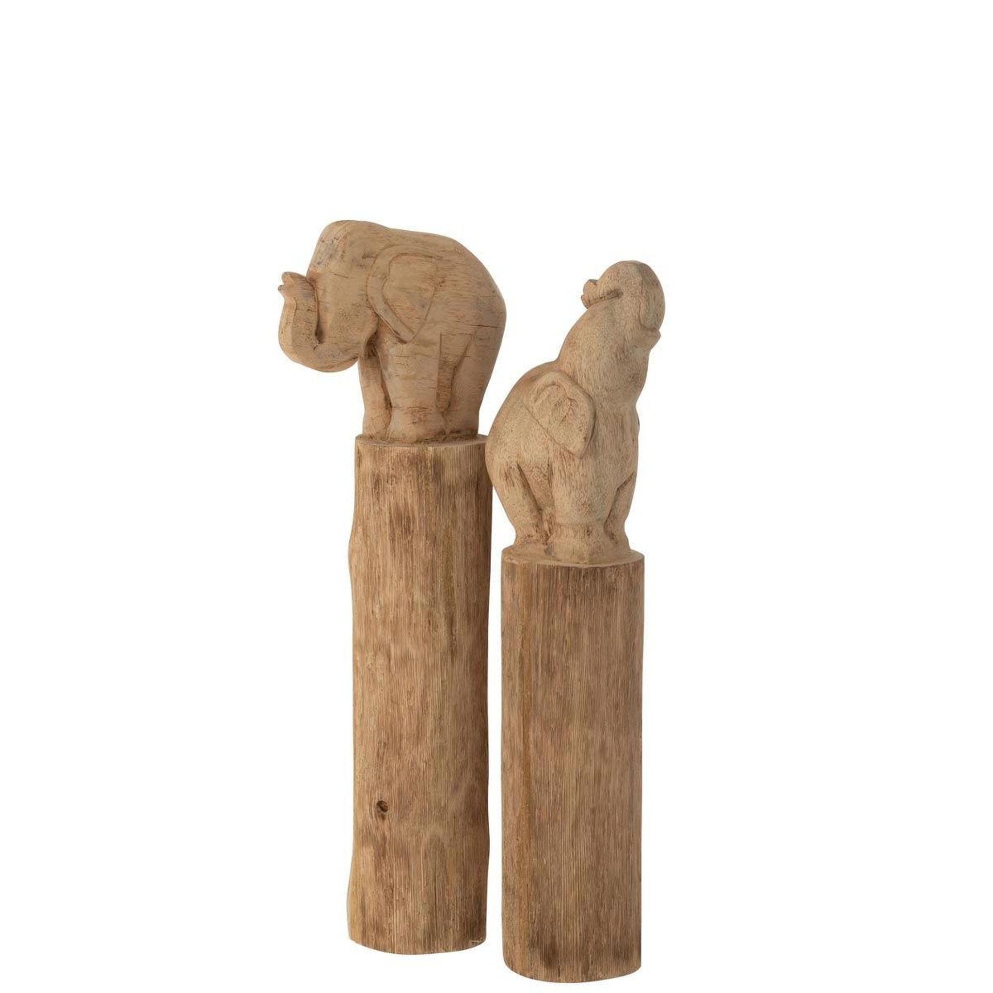 Voir la diapositive 2 : J-LINE Statue déco sur socle  éléphant  52cm naturel