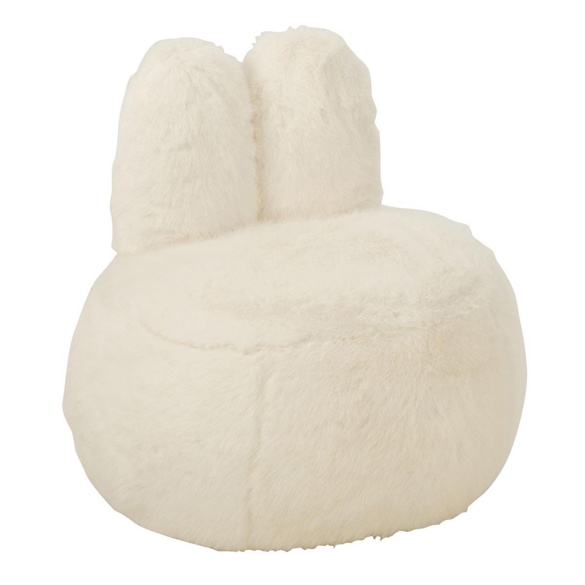 J-LINE Pouf imitation fourrure  bun  58cm blanc