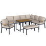 Voir la diapositive 1 : OUTSUNNY Salon de jardin d'angle table à manger 7 personnes 7 pièces