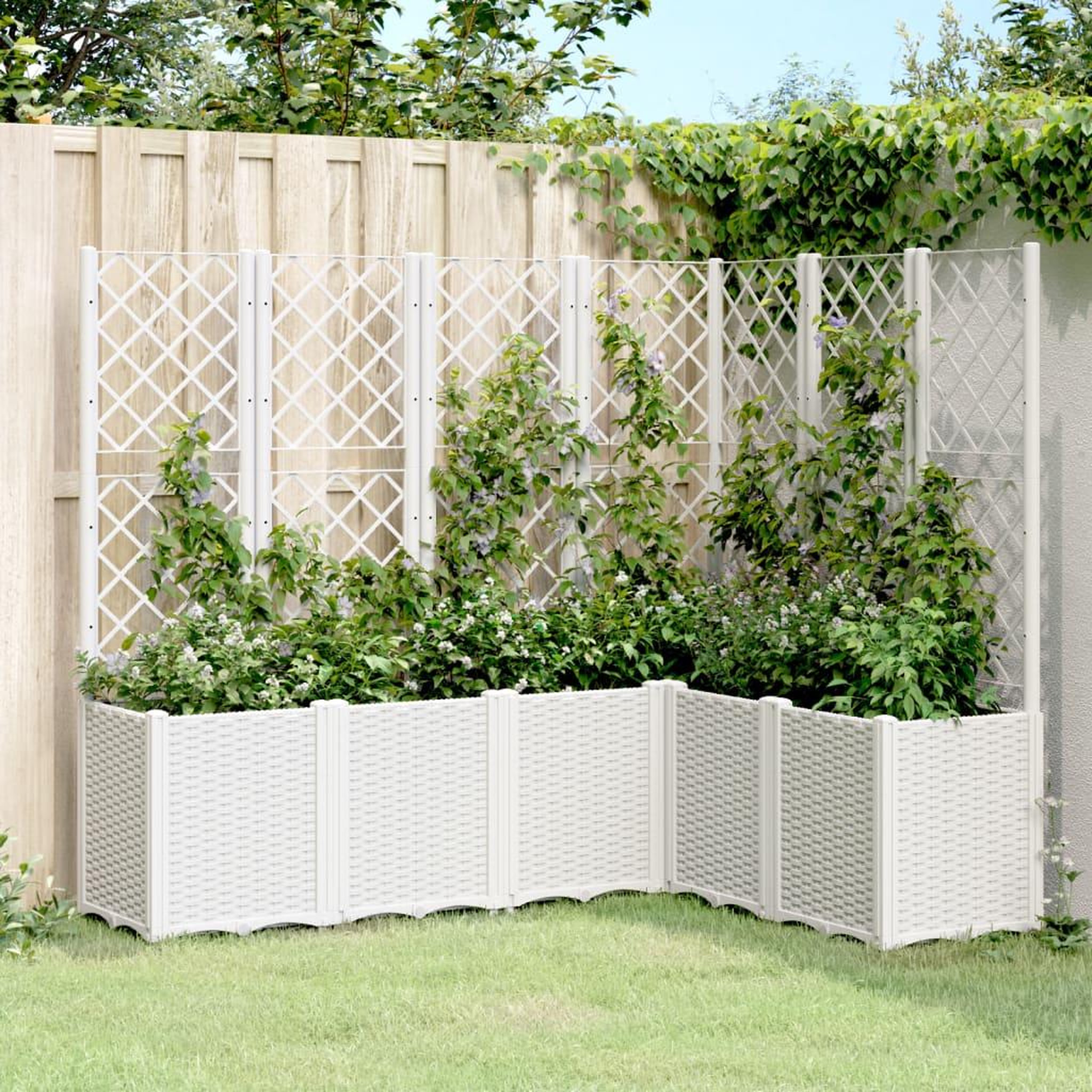 VIDAXL Jardiniere avec treillis blanc 160x120x140 cm PP