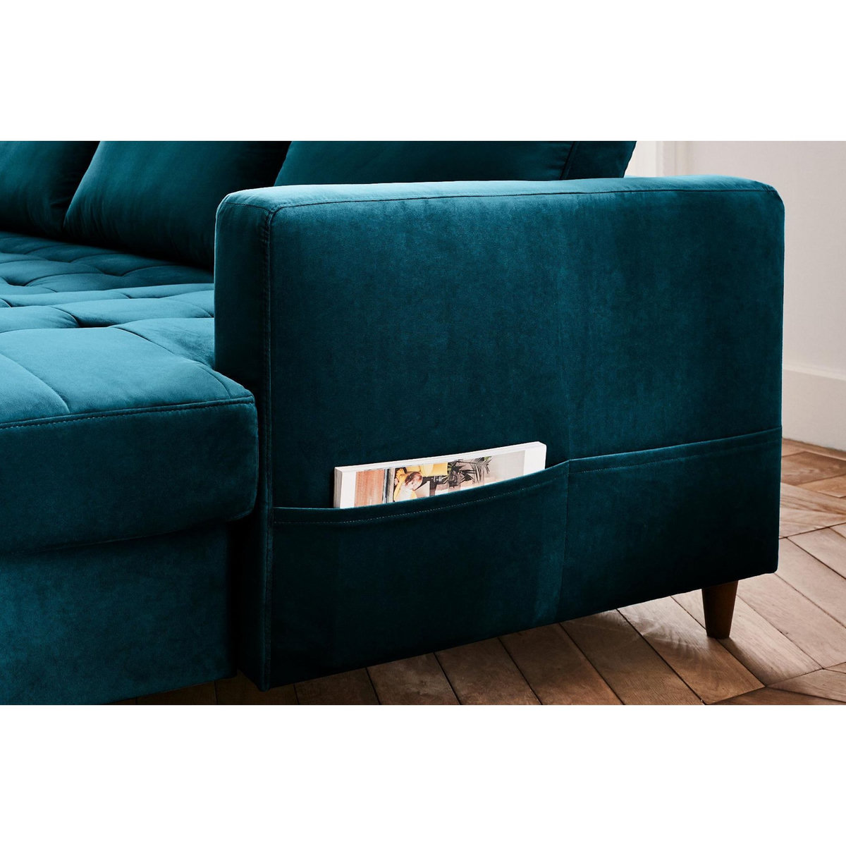 LISA DESIGN Anna - canapé panoramique d'angle gauche - 7 places - convertible avec coffre - en velours