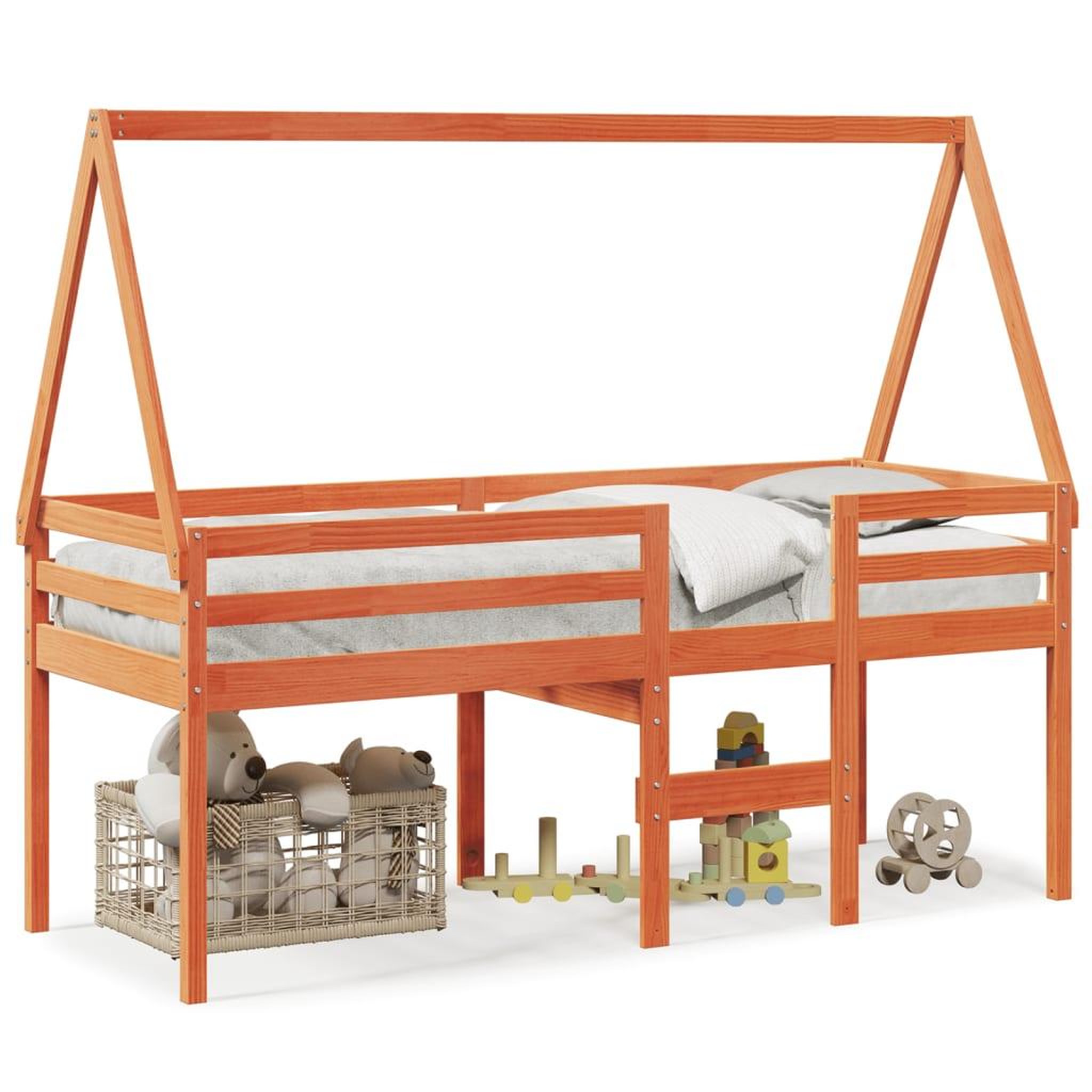 Voir la diapositive 2 : VIDAXL Lit haut sans matelas cire marron 90x200 cm bois de pin massif
