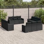 VIDAXL Salon de jardin 12 pcs avec coussins noir resine tressee