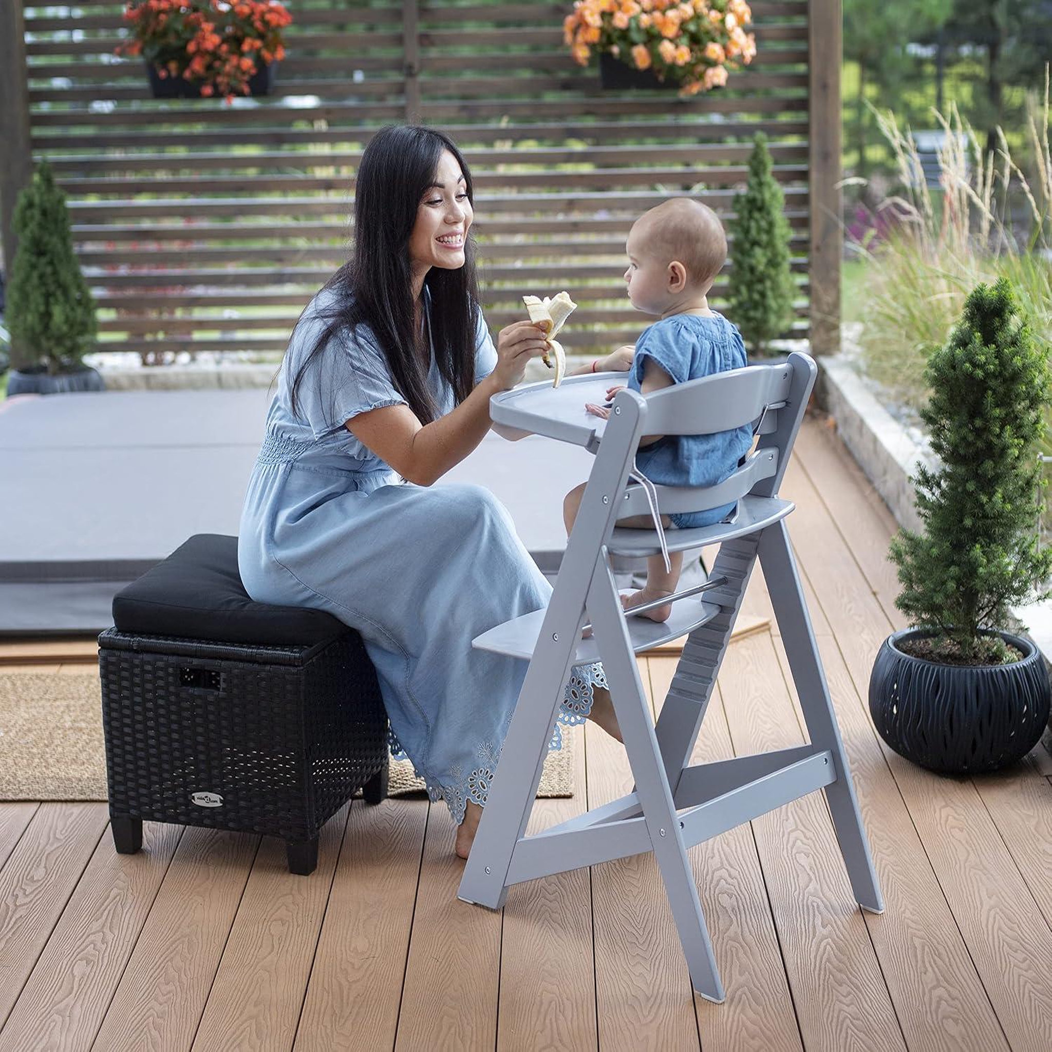 Voir la diapositive 2 : MOBY SYSTEM Chaise haute bébé +6 mois évolutive, 12 réglages du siège, table amovible, coussins ceinture 3 points