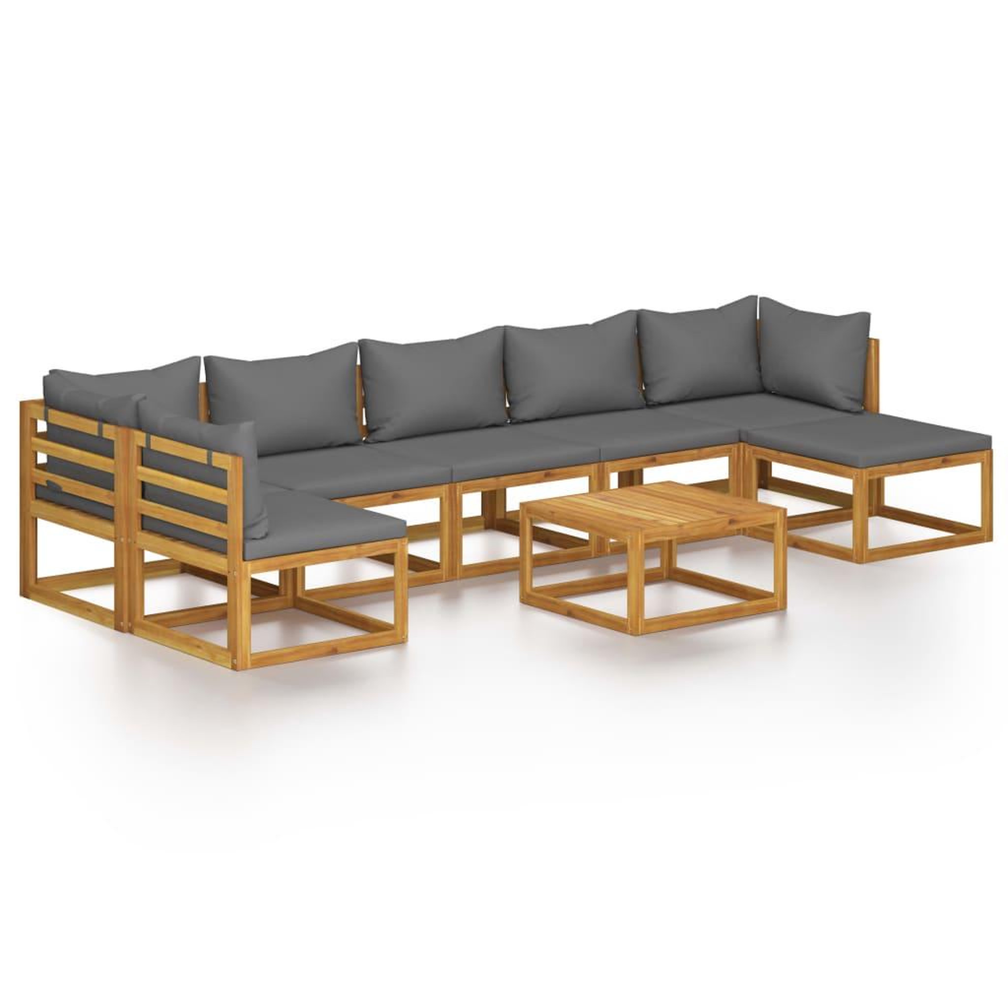 Voir la diapositive 2 : VIDAXL Salon de jardin 8 pcs avec coussin Bois d'acacia solide