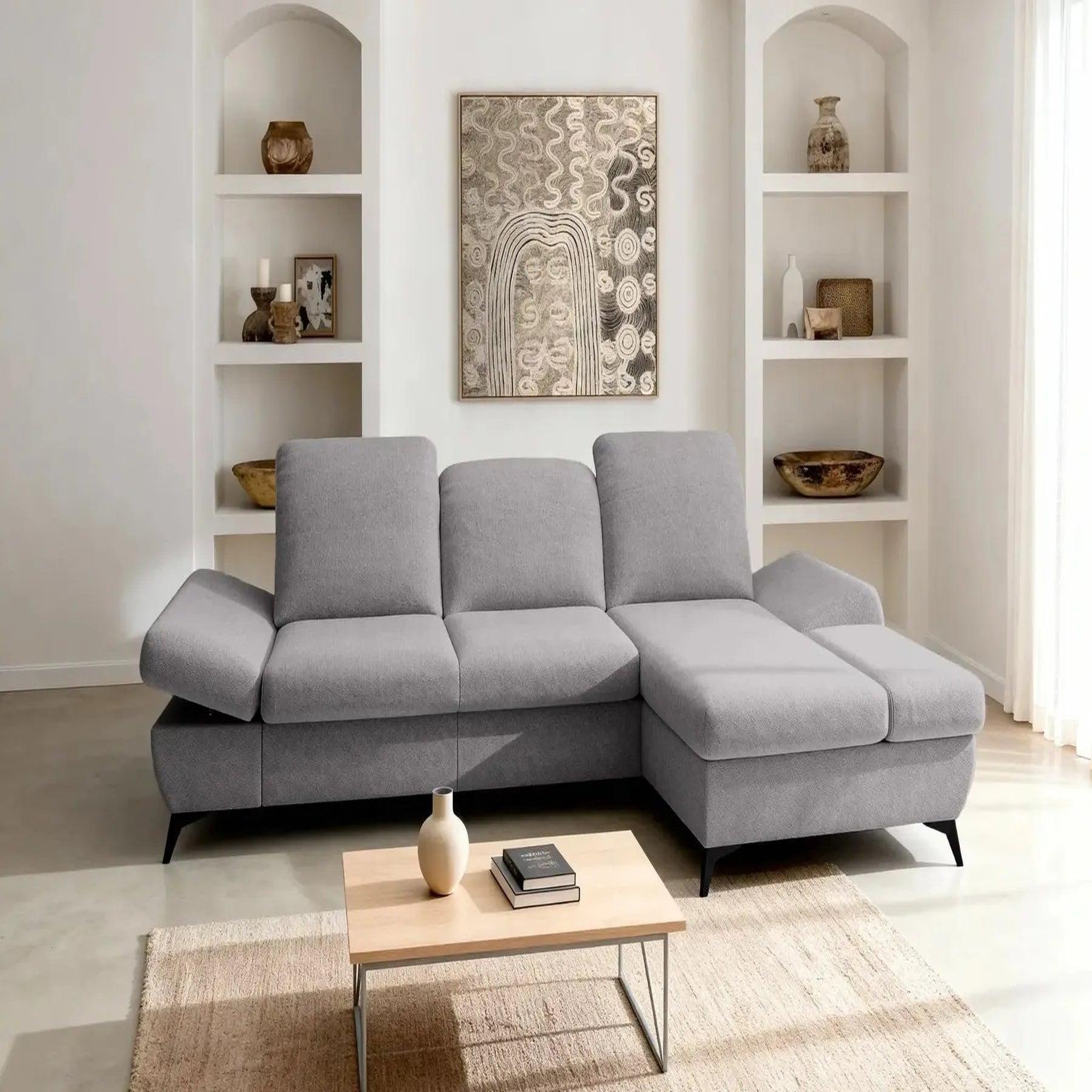 Voir la diapositive 5 : CASANOVA PARIS Livia - canapé d'angle convertible tissu chiné