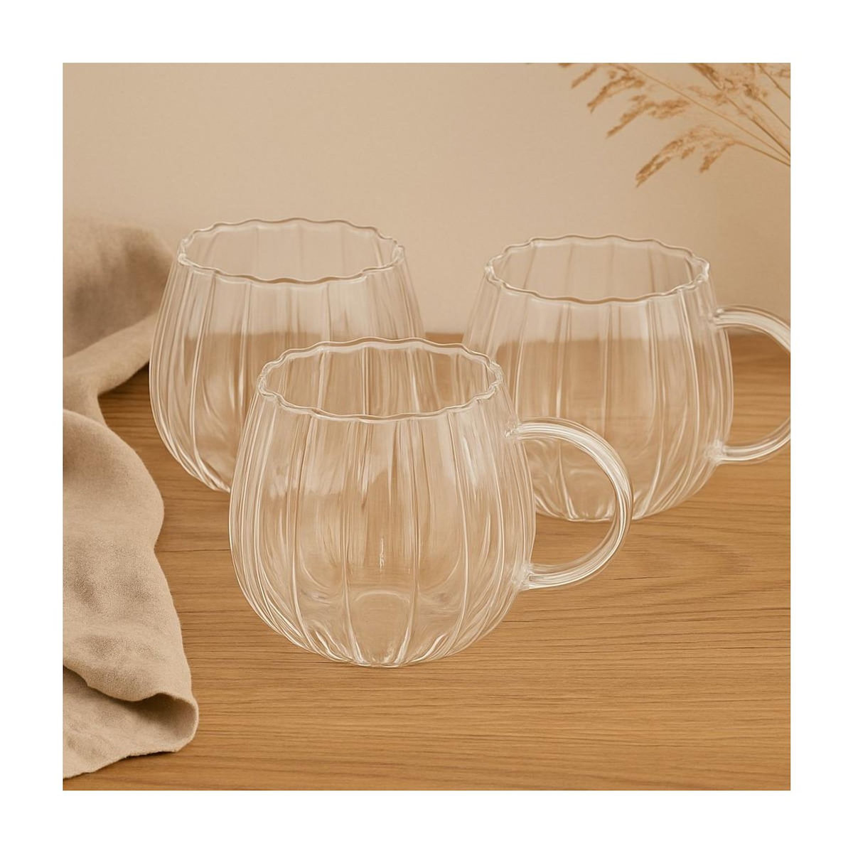 SECRET DE GOURMET Lot de 6 Mugs en Verre  Pumpkin  35cl Transparent