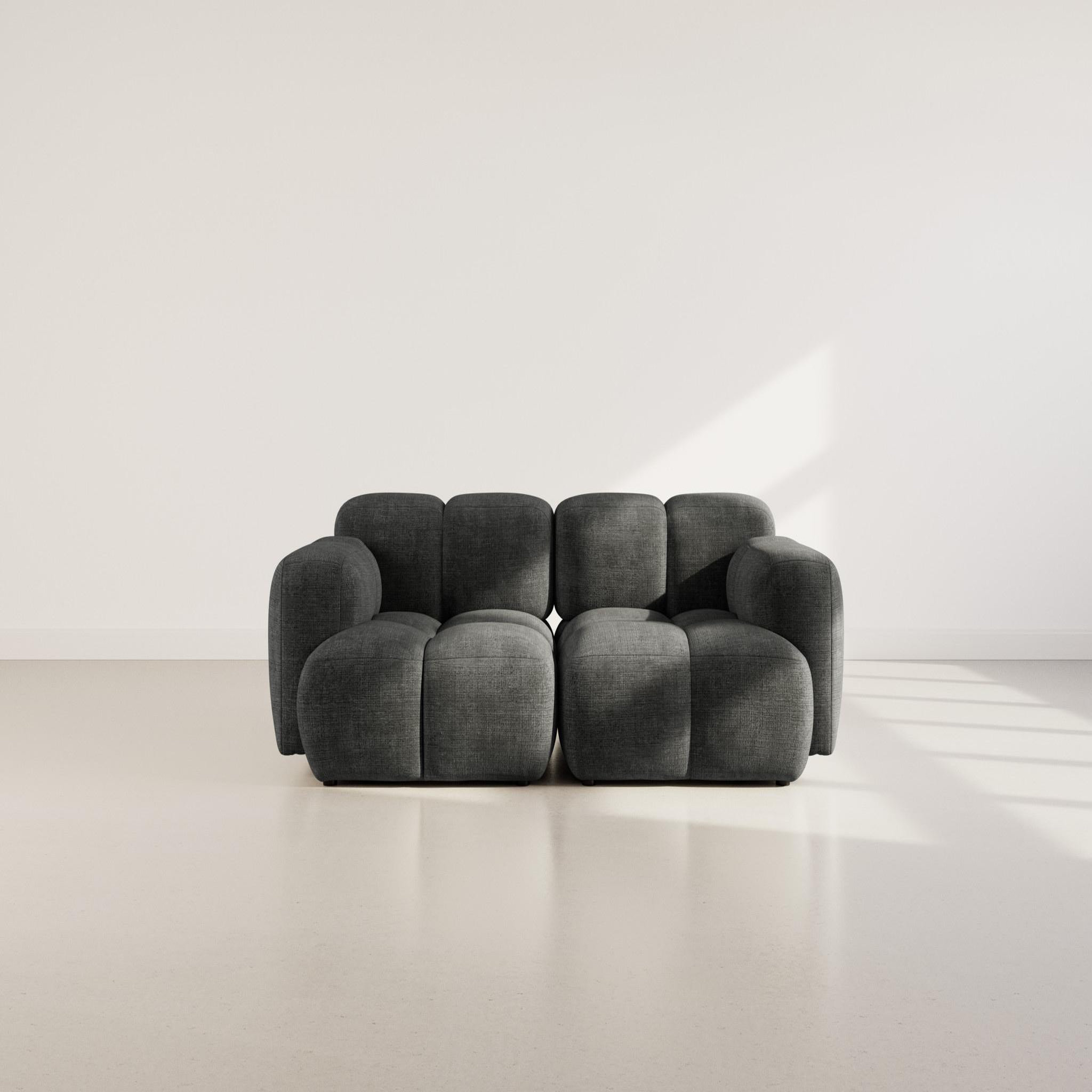 Voir la diapositive 2 : BEST MOBILIER Grace - canapé modulable 2 places en velours texturé