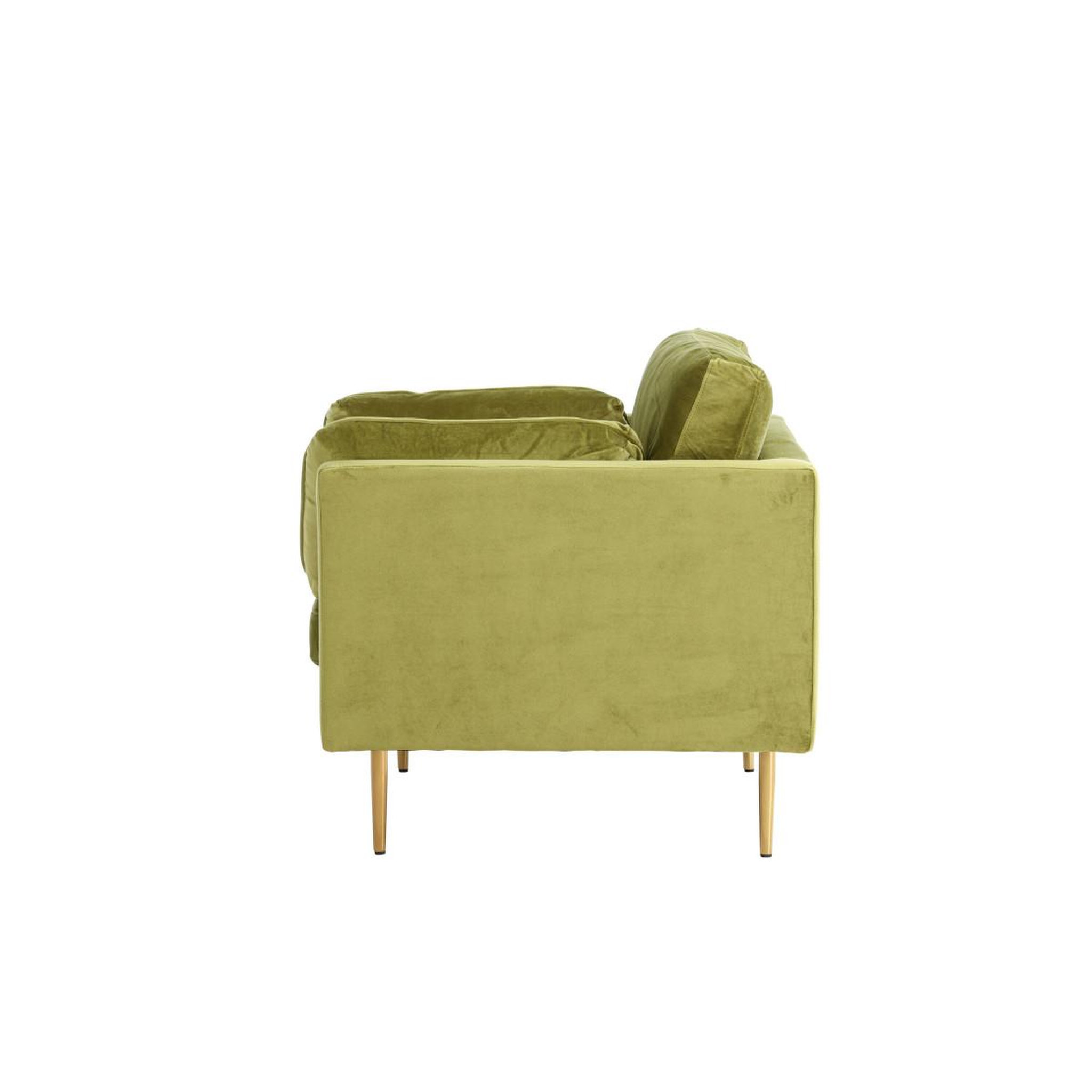 Voir la diapositive 6 : Paris Prix Fauteuil design en velours  boom  110cm vert & or