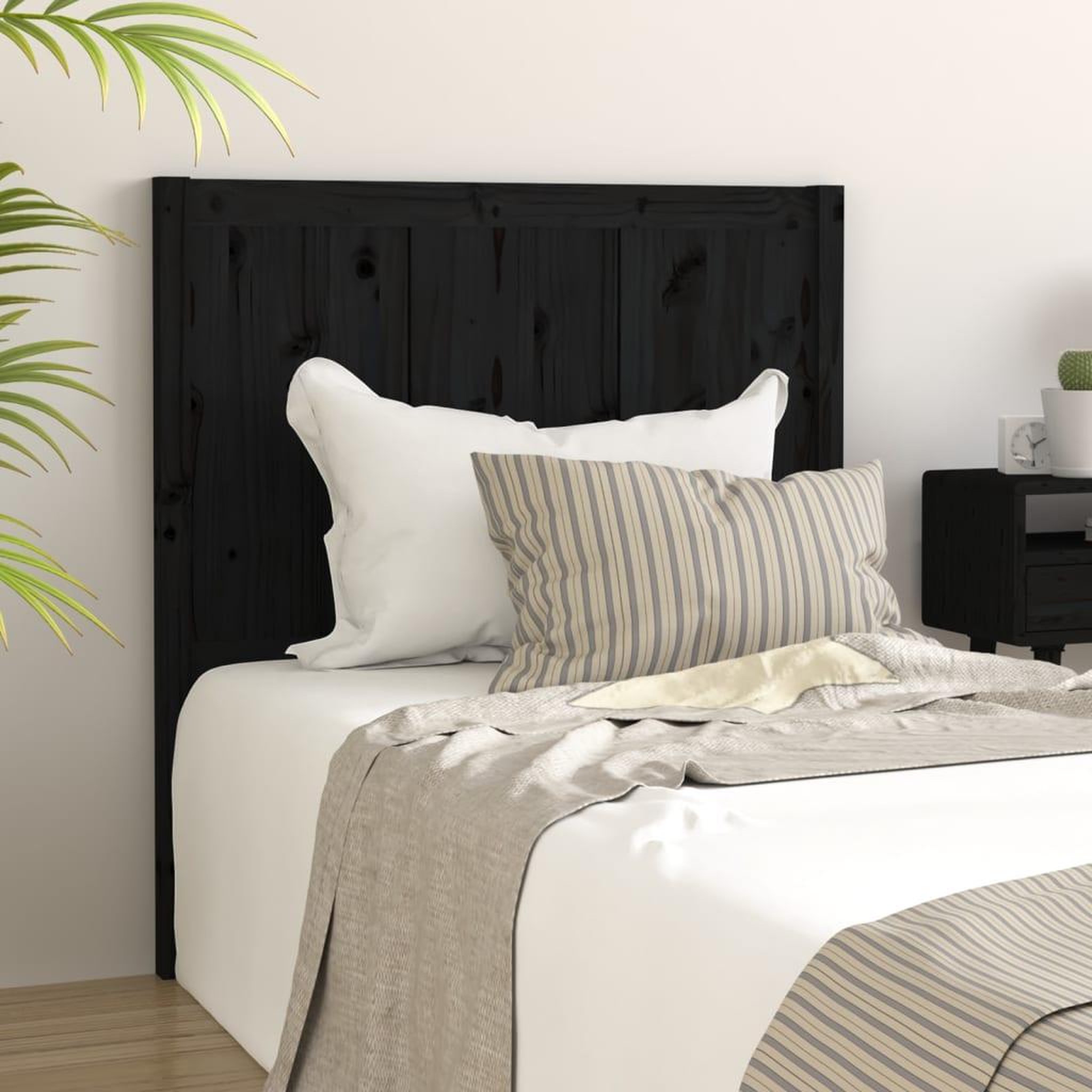 Voir la diapositive 1 : VIDAXL Tete de lit Noir 95,5x4x100 cm Bois massif de pin
