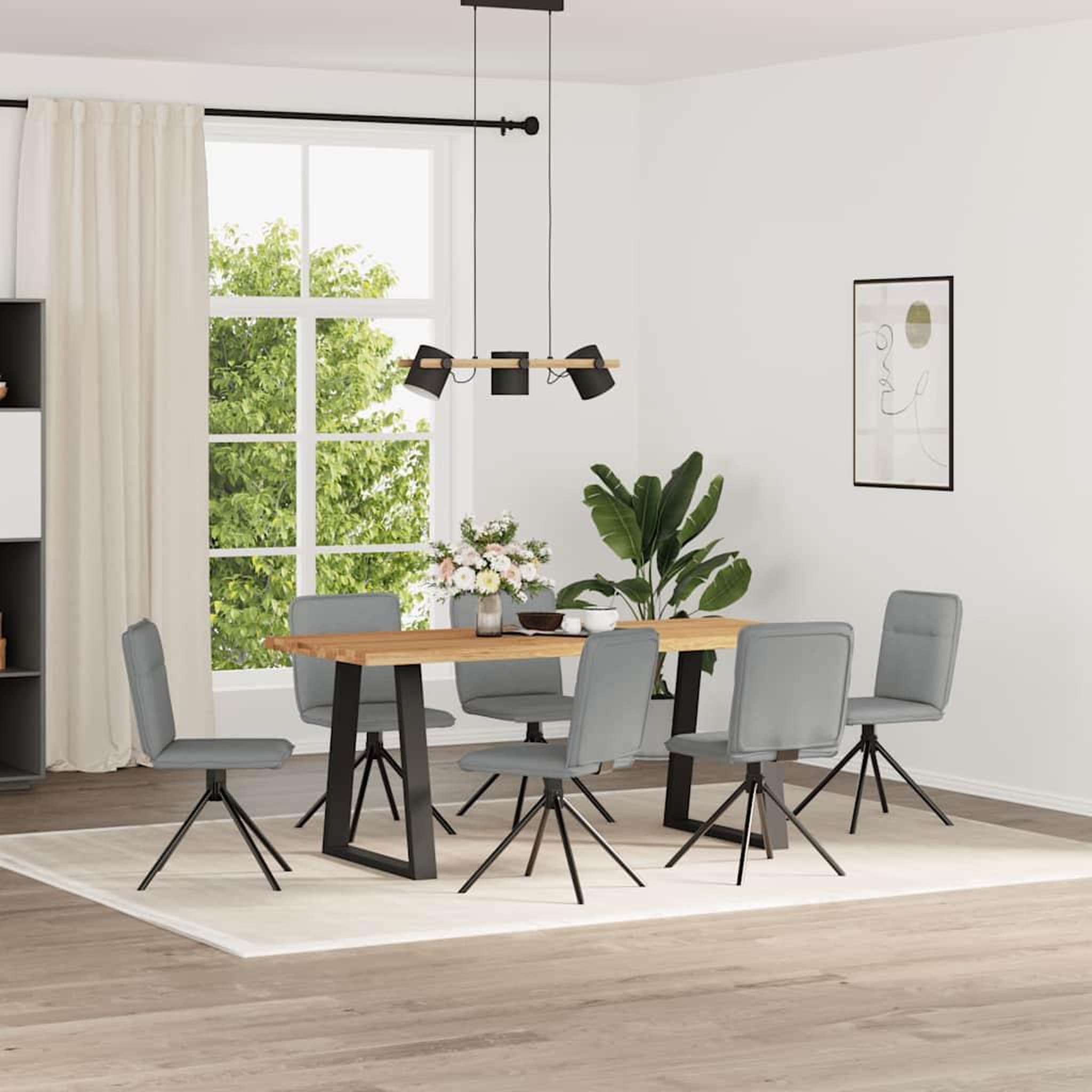 VIDAXL Chaises a manger lot de 6 gris clair tissu