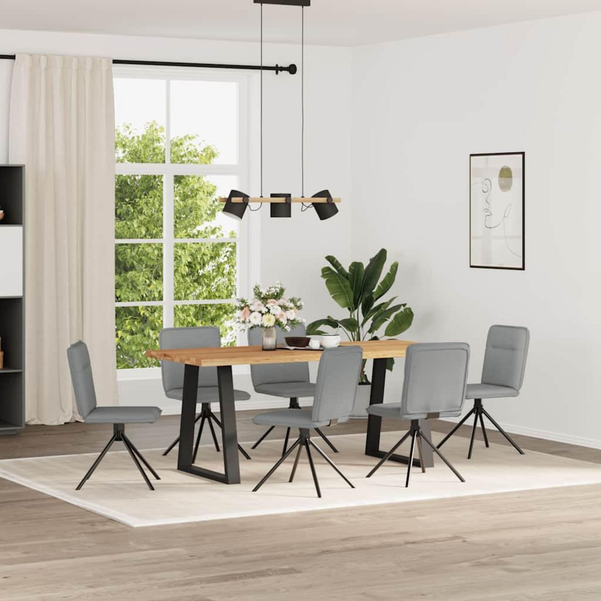 VIDAXL Chaises a manger lot de 6 gris clair tissu
