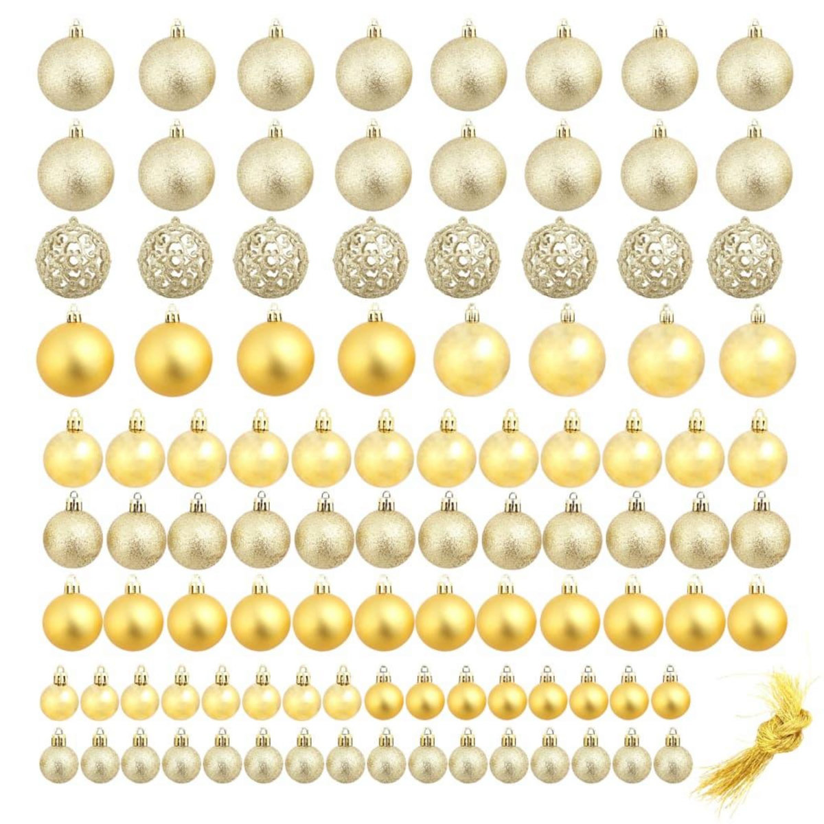VIDAXL Ensemble de boules de Noël 100 pcs 3/4/6 cm Dore