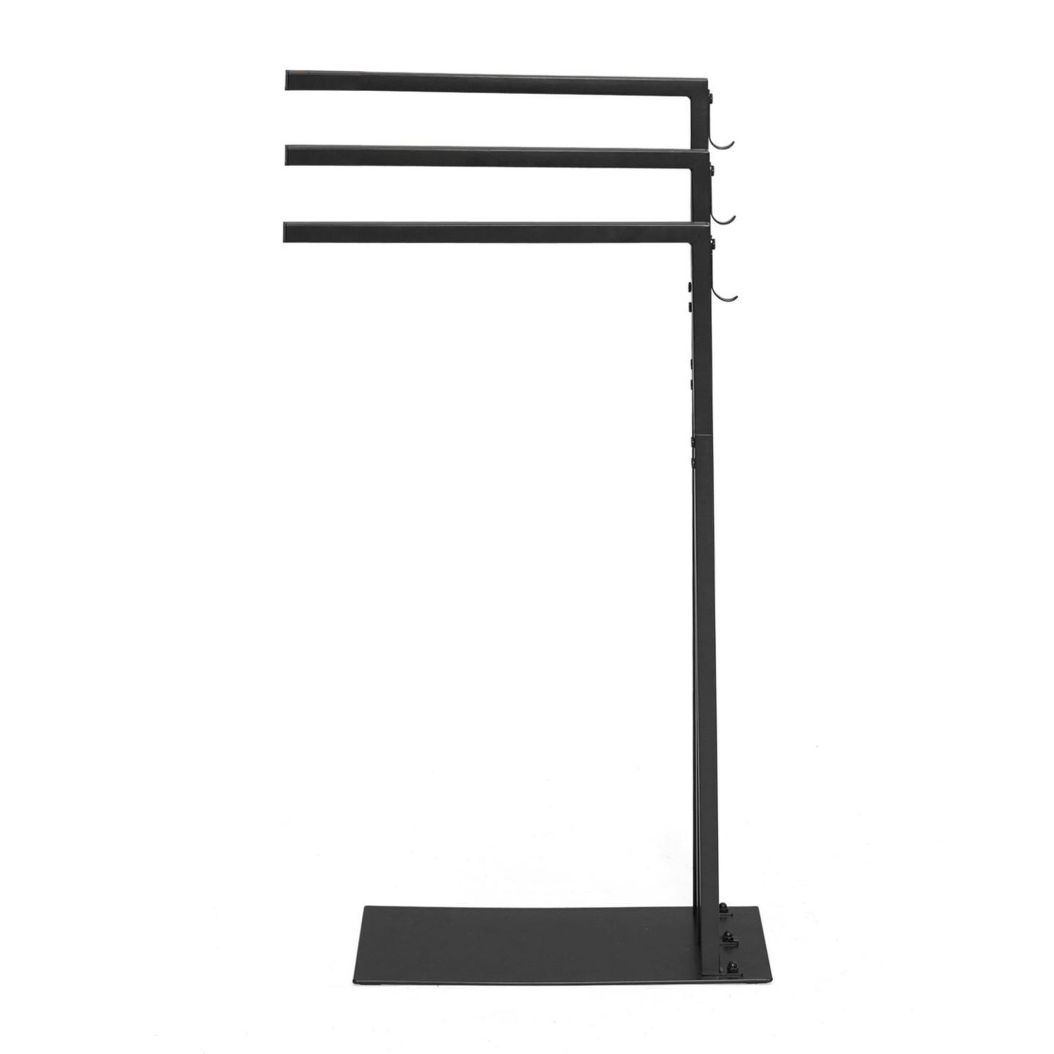 Voir la diapositive 3 : ID MARKET Porte-serviettes sur pied 3 barres latérales dallas métal noir design industriel