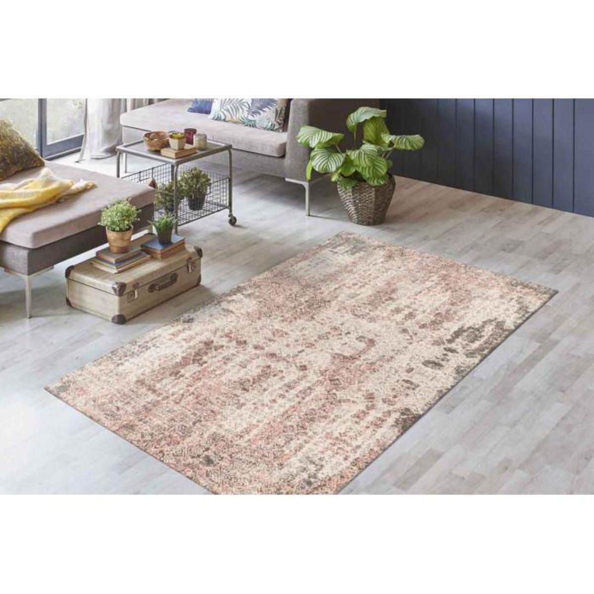 Paris Prix Tapis Tissé Imprimé Vintage Délavé  Percy  Rouge