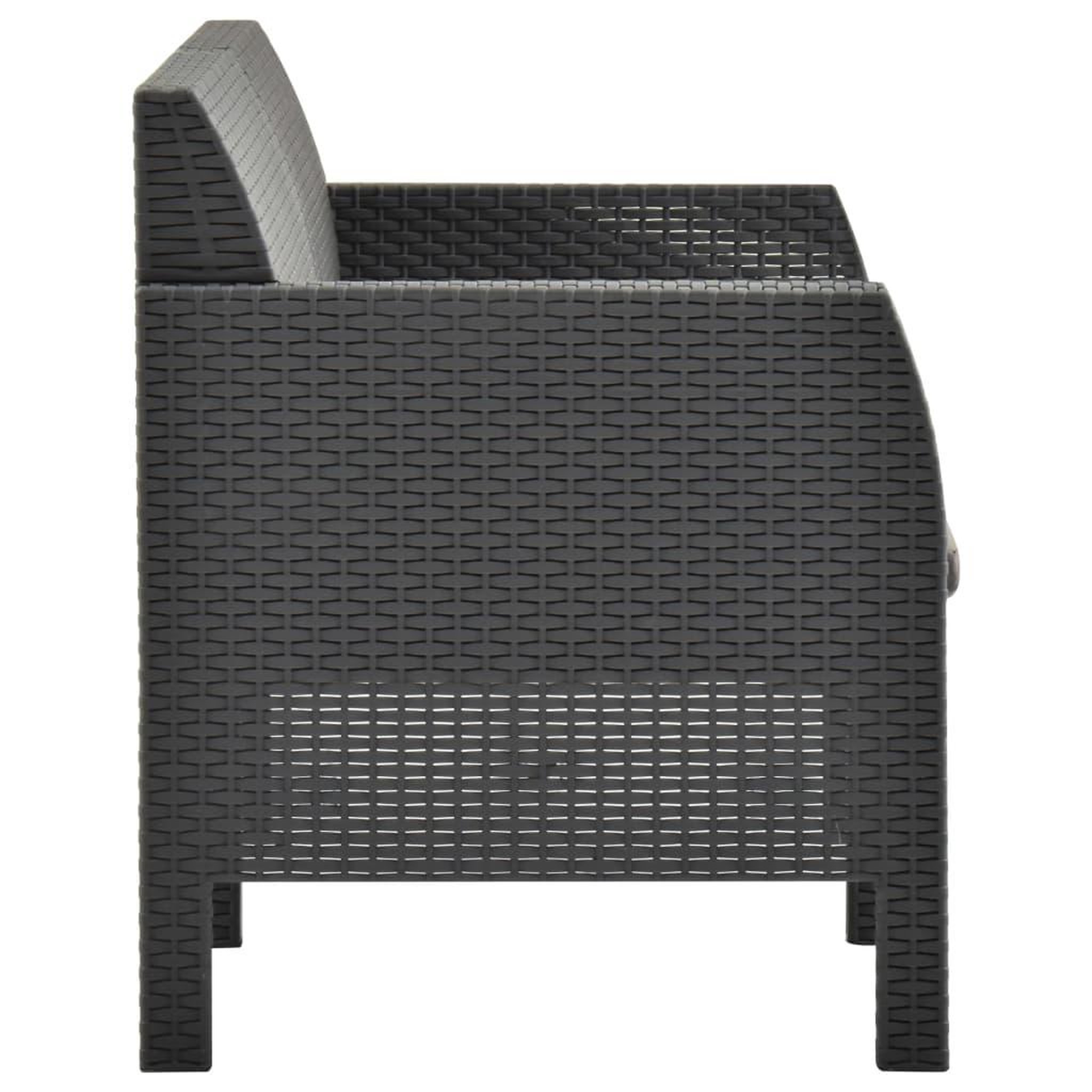 Voir la diapositive 3 : VIDAXL Canape a 2 places de jardin avec coussins Anthracite PP Rotin
