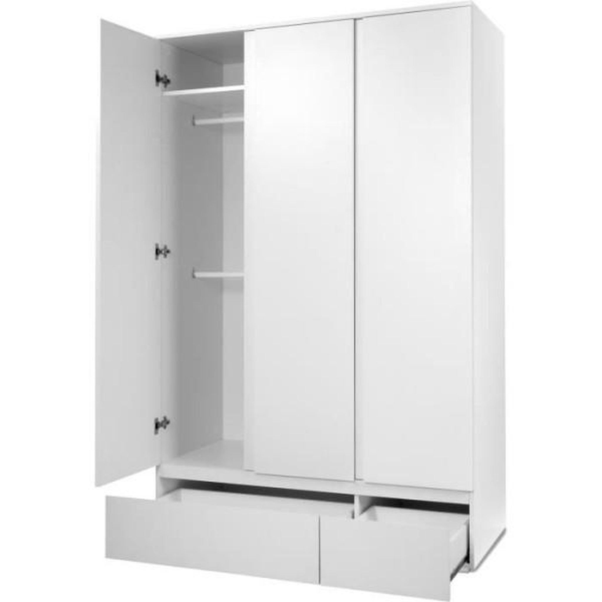 Voir la diapositive 6 : MARKET24 Armoire IMAGE 60B - Décor blanc mat - 3 portes + 2 tiroirs - L121,6 x H191 x P55 cm