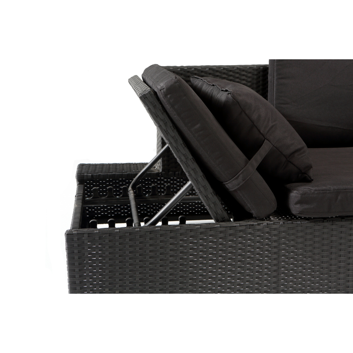 CONCEPT USINE Salon de jardin en résine tressée noir CORFOU