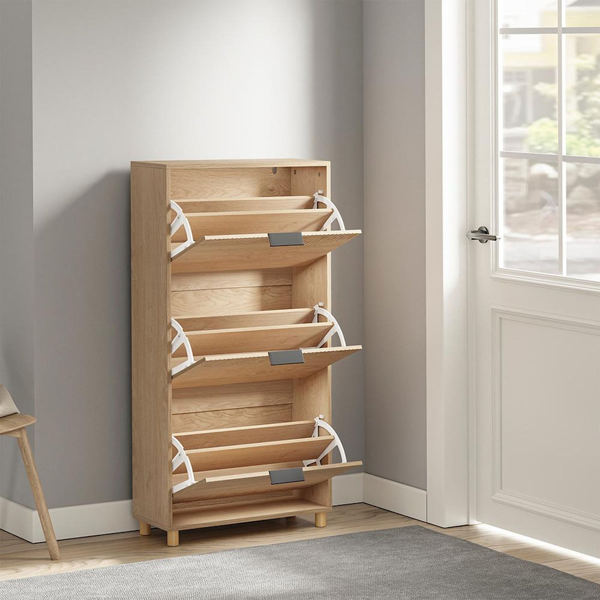 SOBUY Armoire à chaussures Chêne clair 60x24x120cm FSR213-N