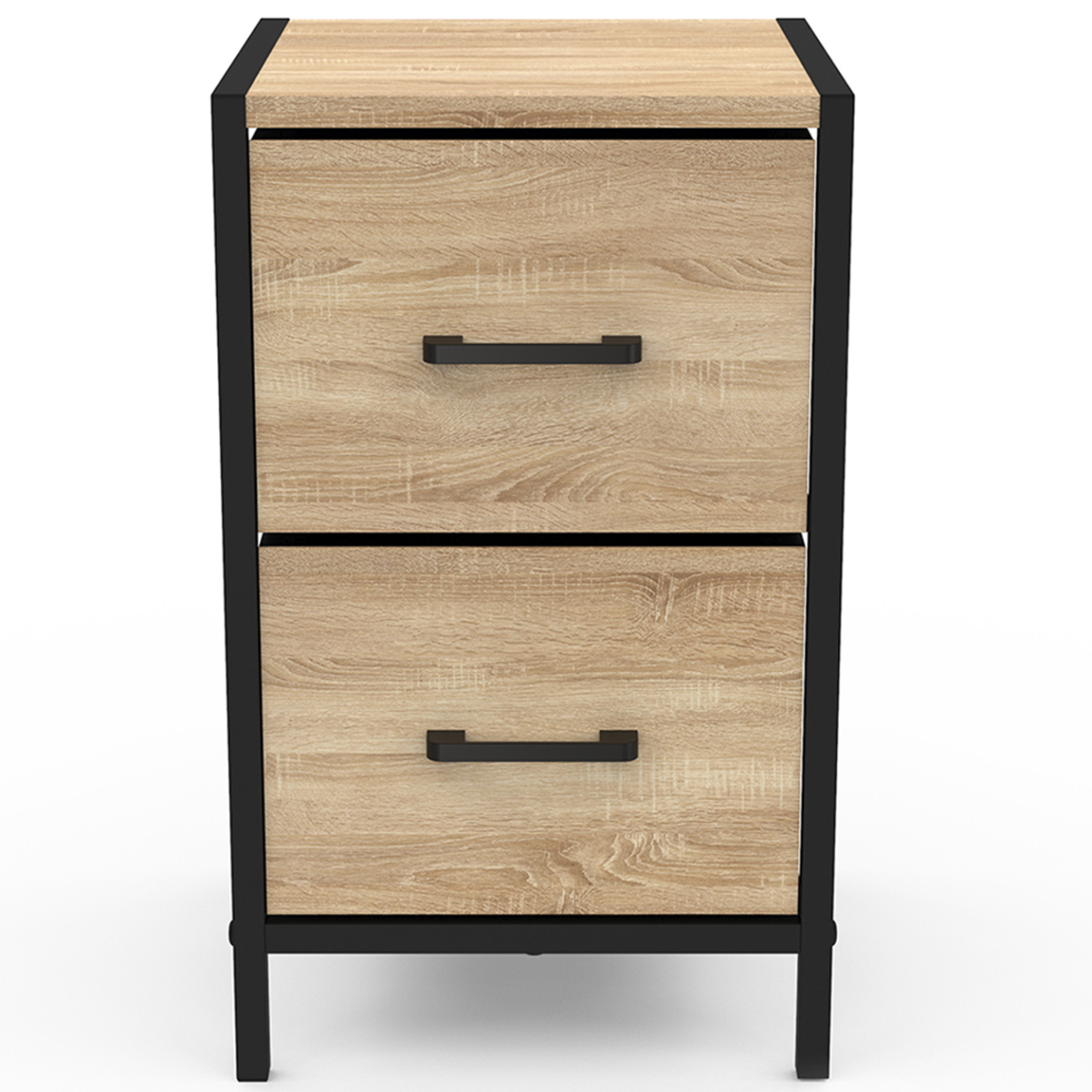 Voir la diapositive 3 : ID MARKET Lot de 2 tables de chevet utah 2 tiroirs