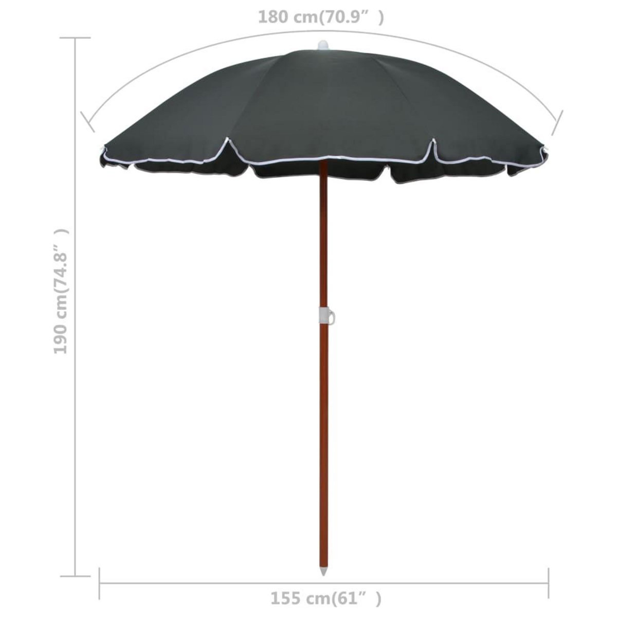 VIDAXL Parasol de jardin avec mat en acier 180 cm anthracite