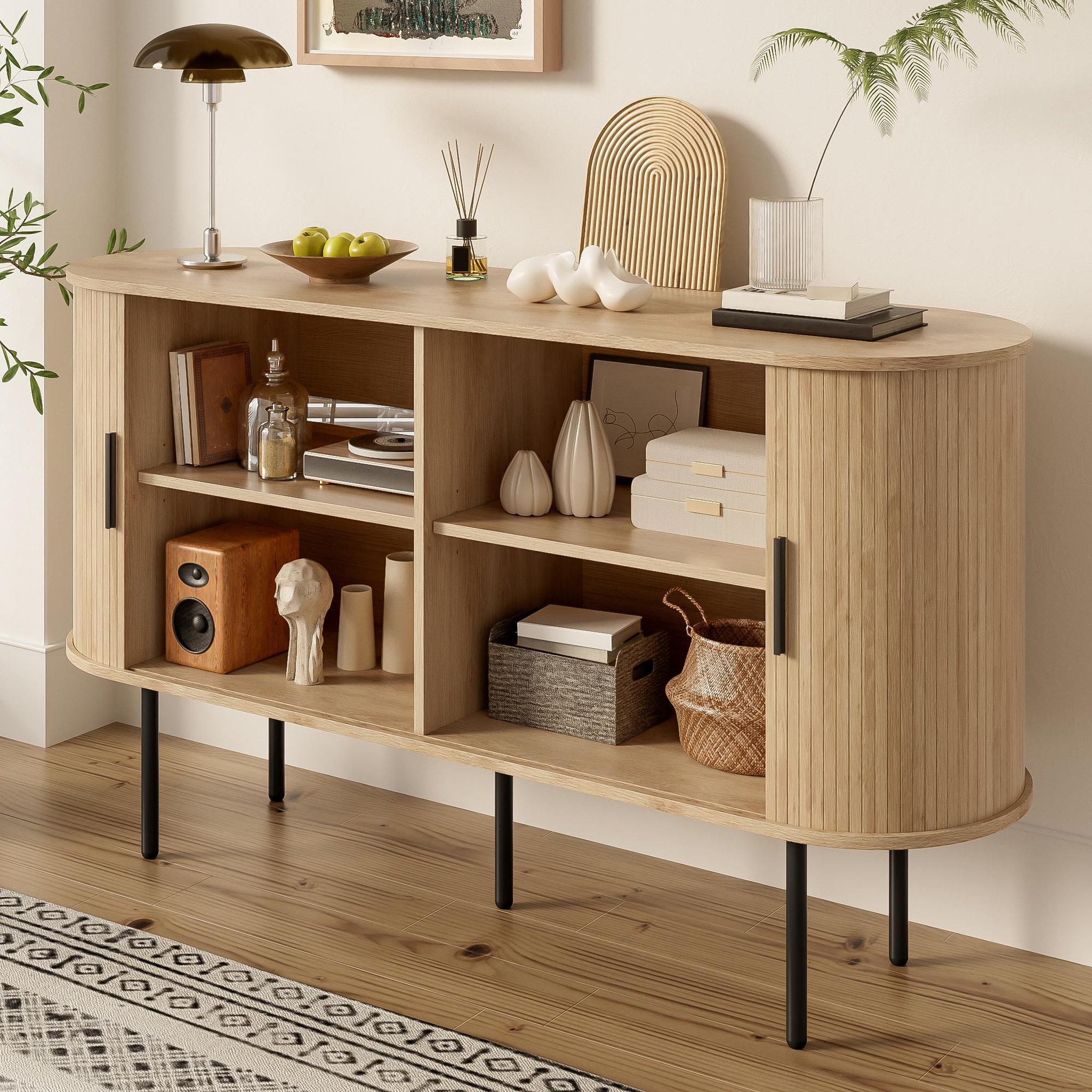 Voir la diapositive 5 : MERAX Buffet 2 porte(s) 0 tiroir(s) - 140 cm naturel mdf