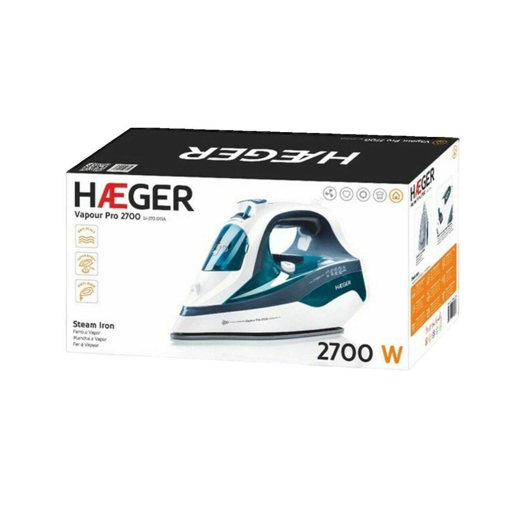 Voir la diapositive 2 : HAGER Plancha à vapeur Haeger VAPOUR PRO 2700 Puissance 2700W