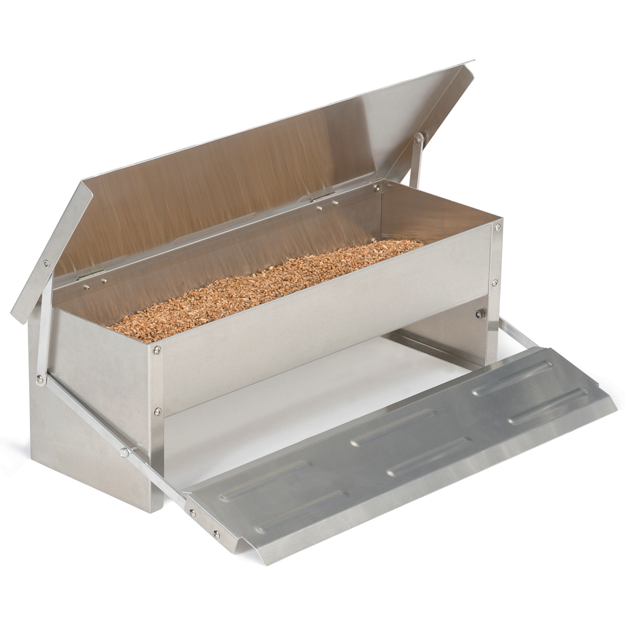 Voir la diapositive 6 : ID MARKET Mangeoire xl pour poules distributeur automatique à pédale en acier 5 kg