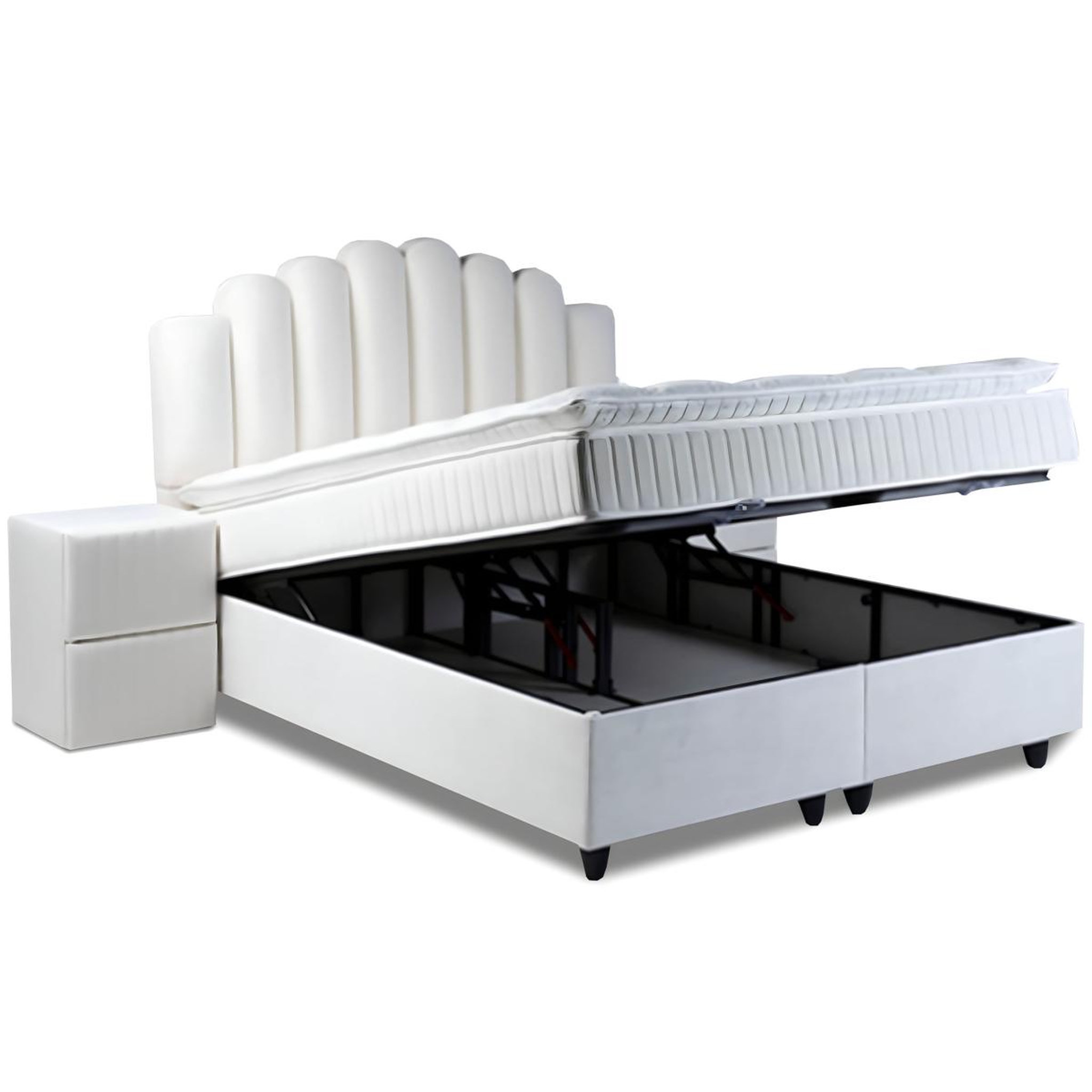 Voir la diapositive 5 : JLC KREATION Lit avec coffre 180cm en velours + matelas + surmatelas jazz