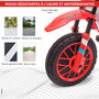 Voir la diapositive 6 : HOMCOM Moto cross électrique enfant 3 à 5 ans 12 V 3-8 Km/h  avec roulettes latérales amovibles dim. 106,5L x 51,5l x 68H cm rouge