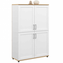 Voir la diapositive 1 : ID MARKET Buffet haut H. 125 cm VITO 4 portes blanc et bois