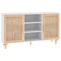 Voir la diapositive 2 : VIDAXL Buffet Blanc 105x30x60 cm Bois de pin massif et rotin naturel