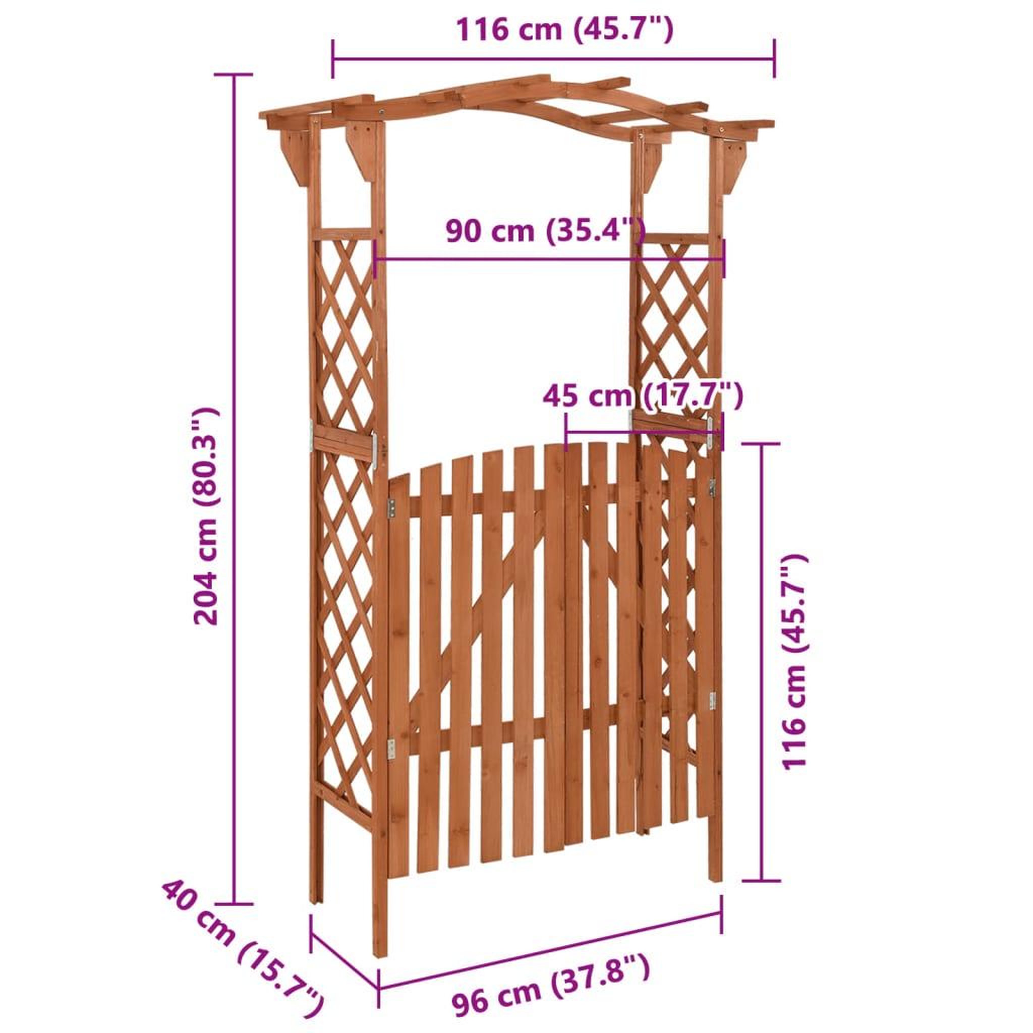 Voir la diapositive 6 : VIDAXL Pergola avec portail 116x40x204 cm Bois de sapin massif