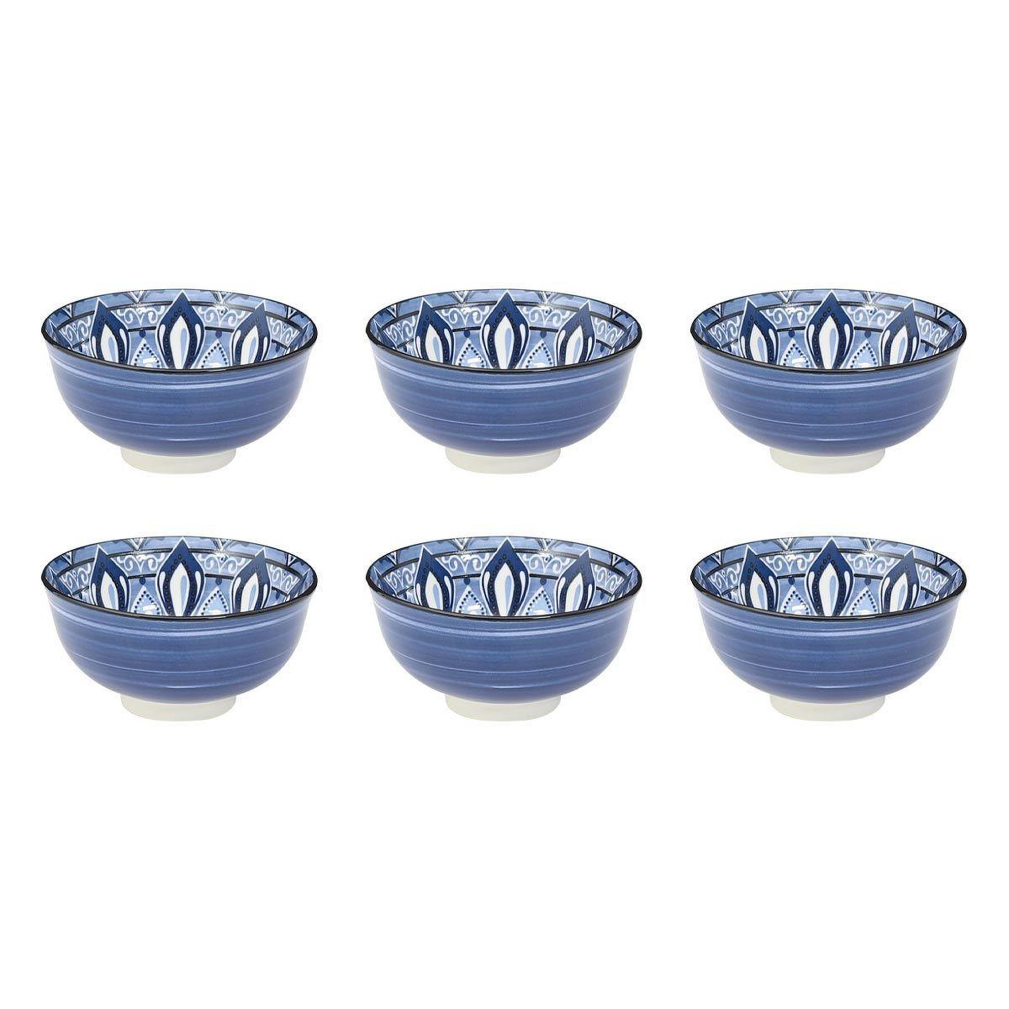 The Home Deco Factory Lot de 6 bols en porcelaine  jaipur  22cl bleu